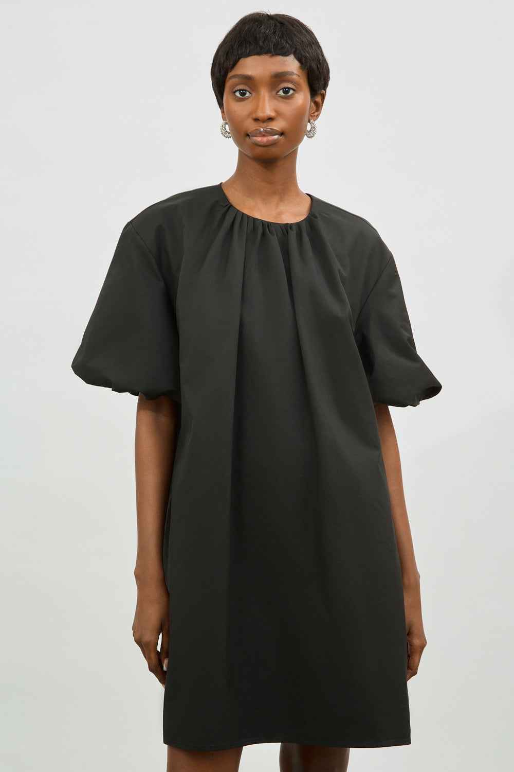 Black puff sleeve mini dress_3