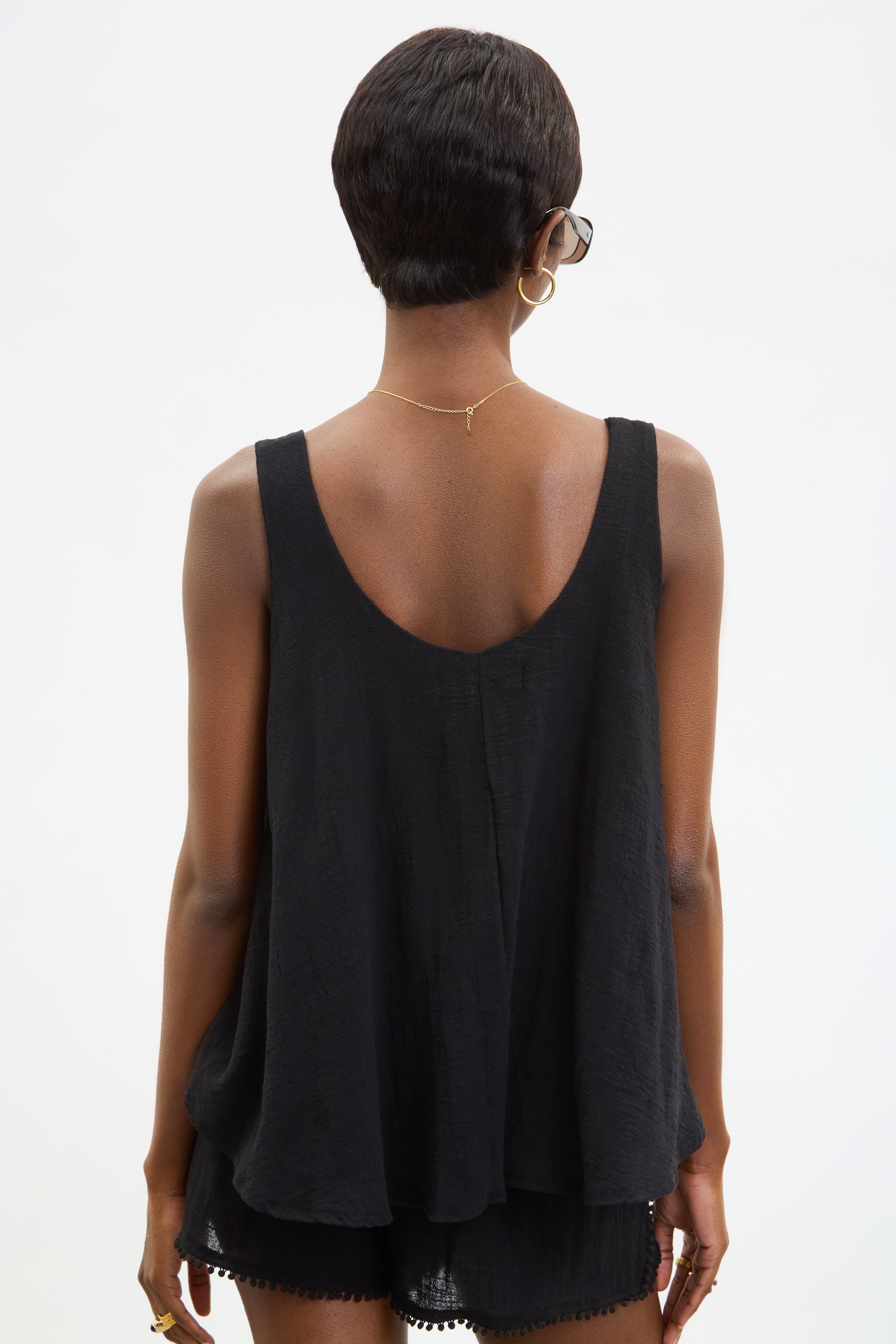 Black pure cotton flare tank_2