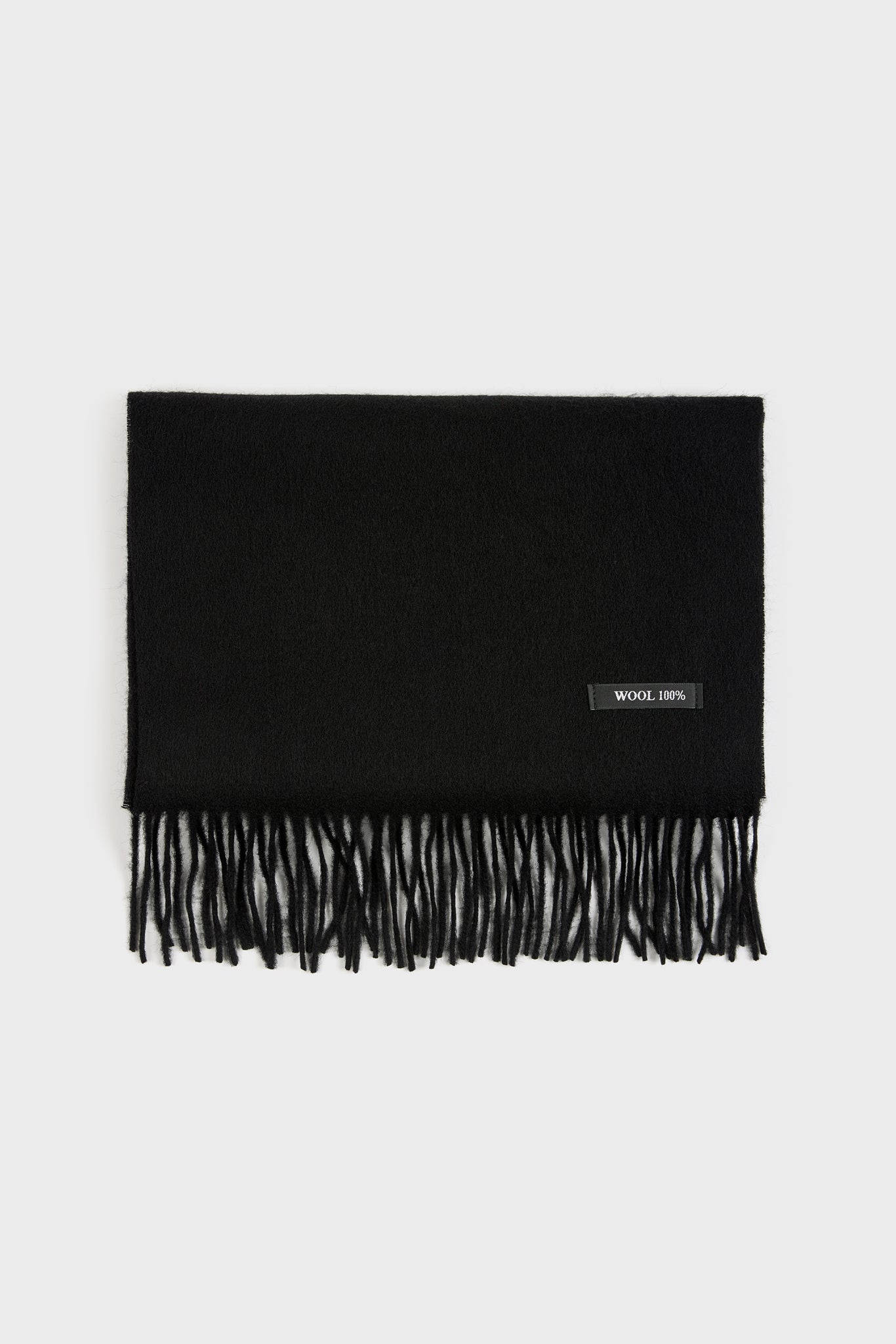 Black pure wool classic scarf_1