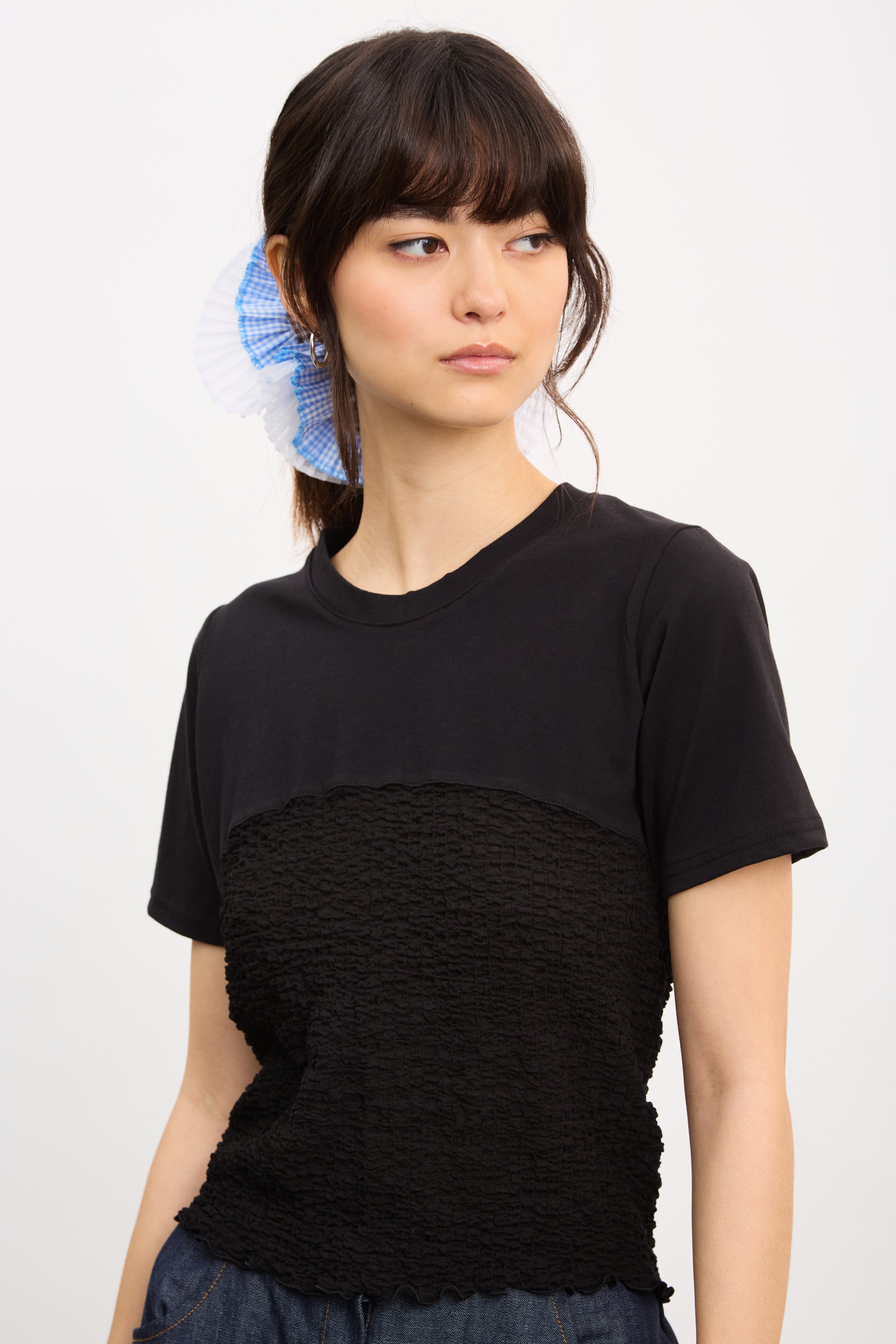 Black ruched bodice T-shirt_1