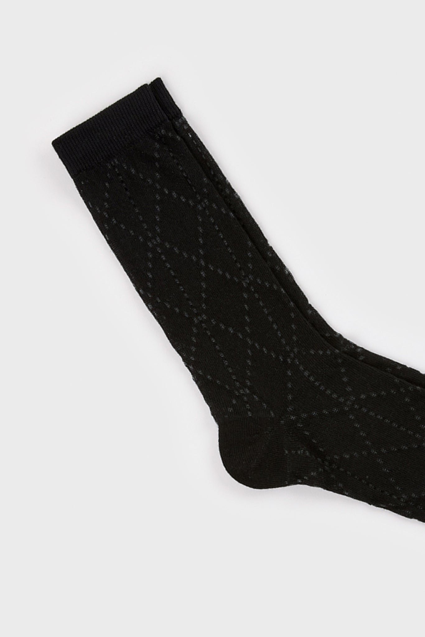 Black semi sheer dotted diamond socks_2