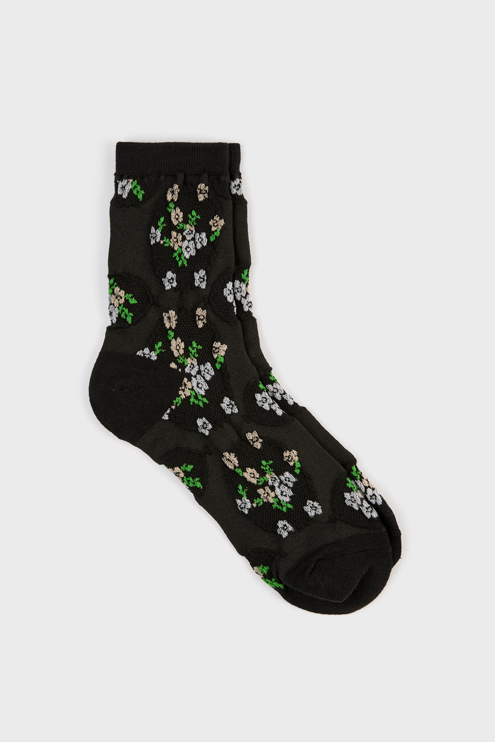 Black sheer floral bunches socks_1
