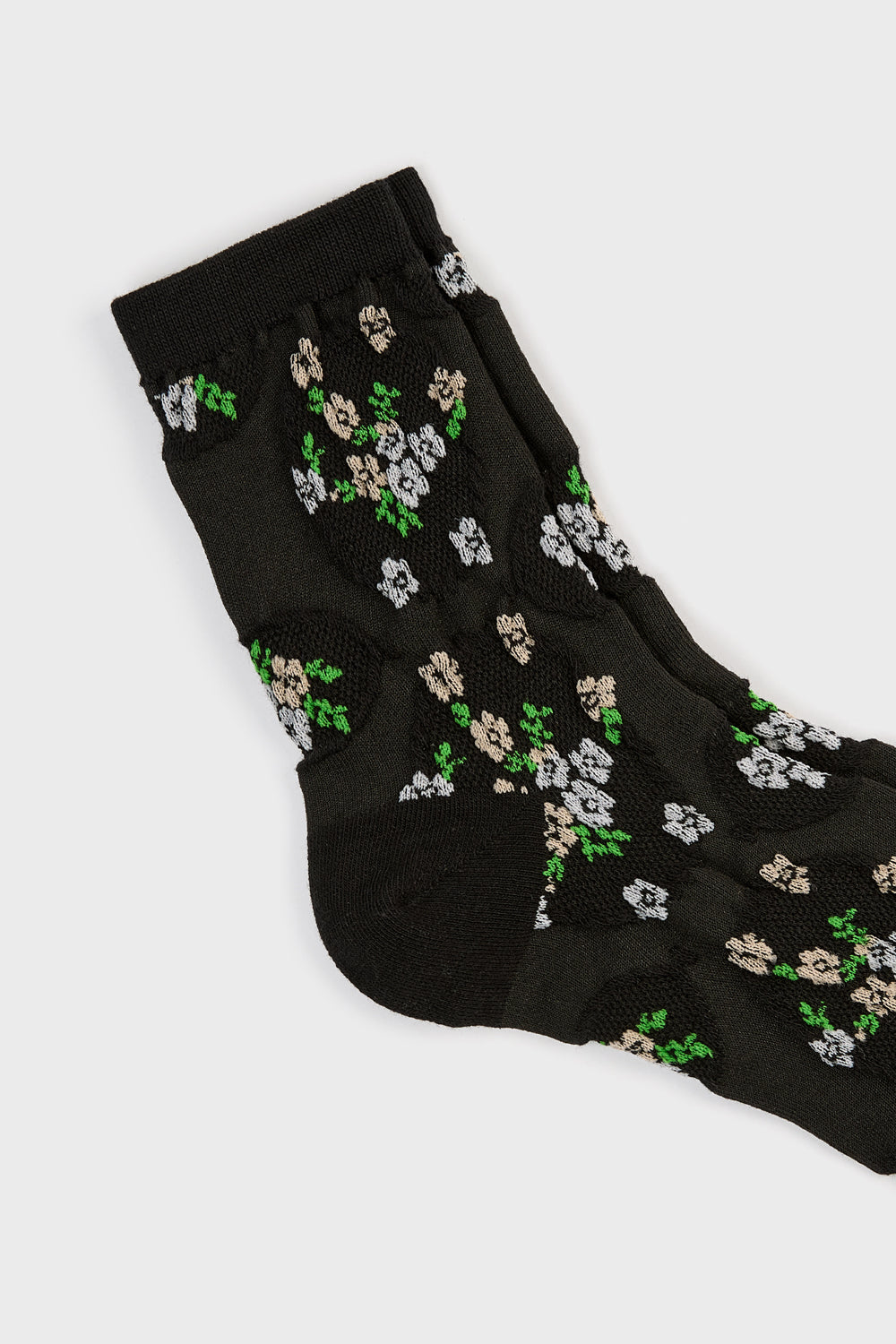 Black sheer floral bunches socks_2