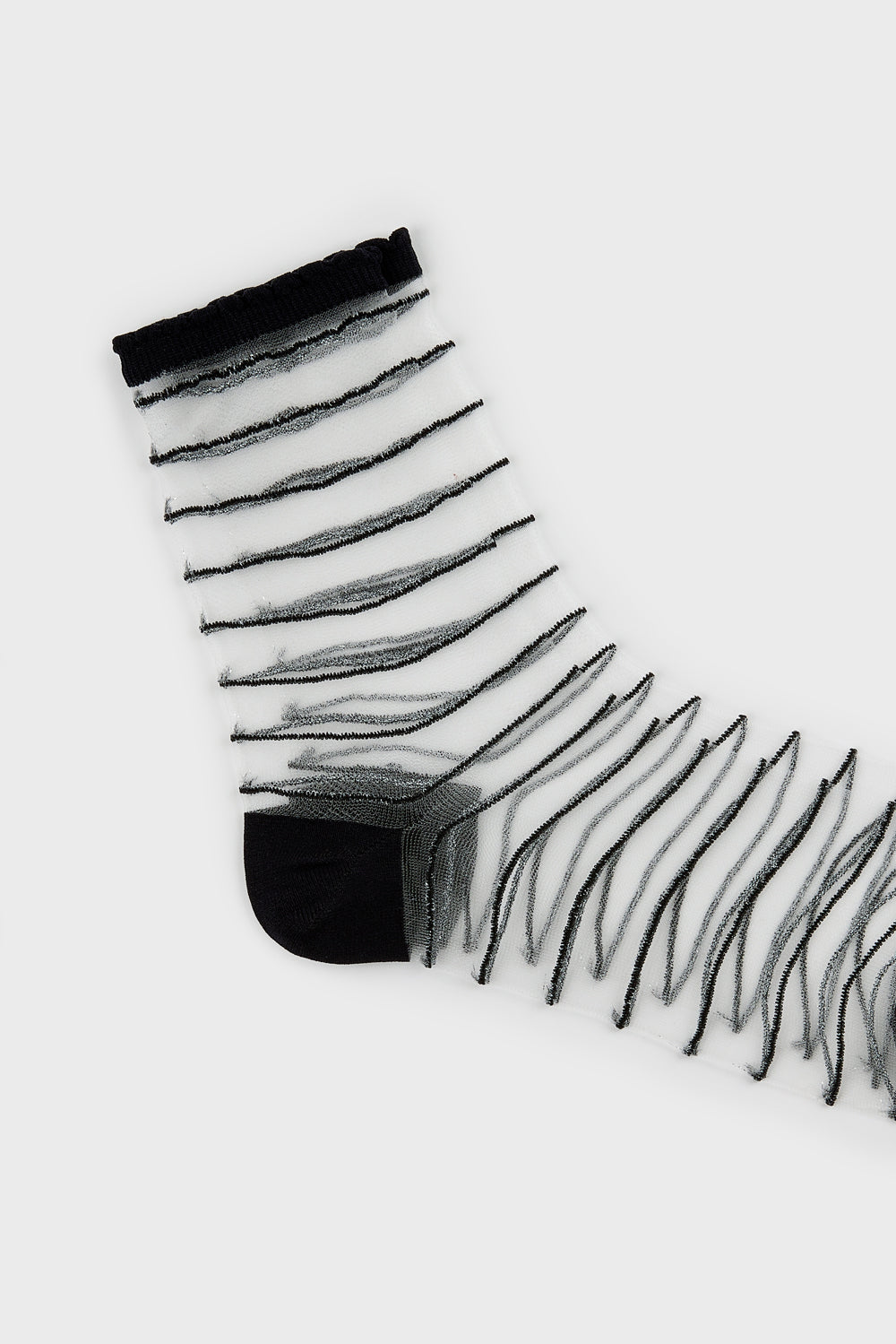 Black sheer horizontal stripe socks_4