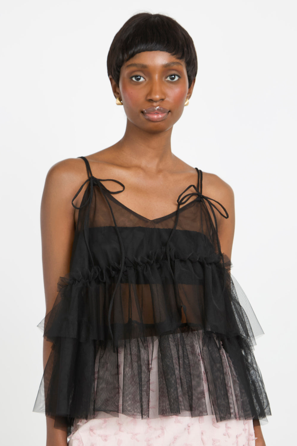 Black sheer strappy tiered tank_1