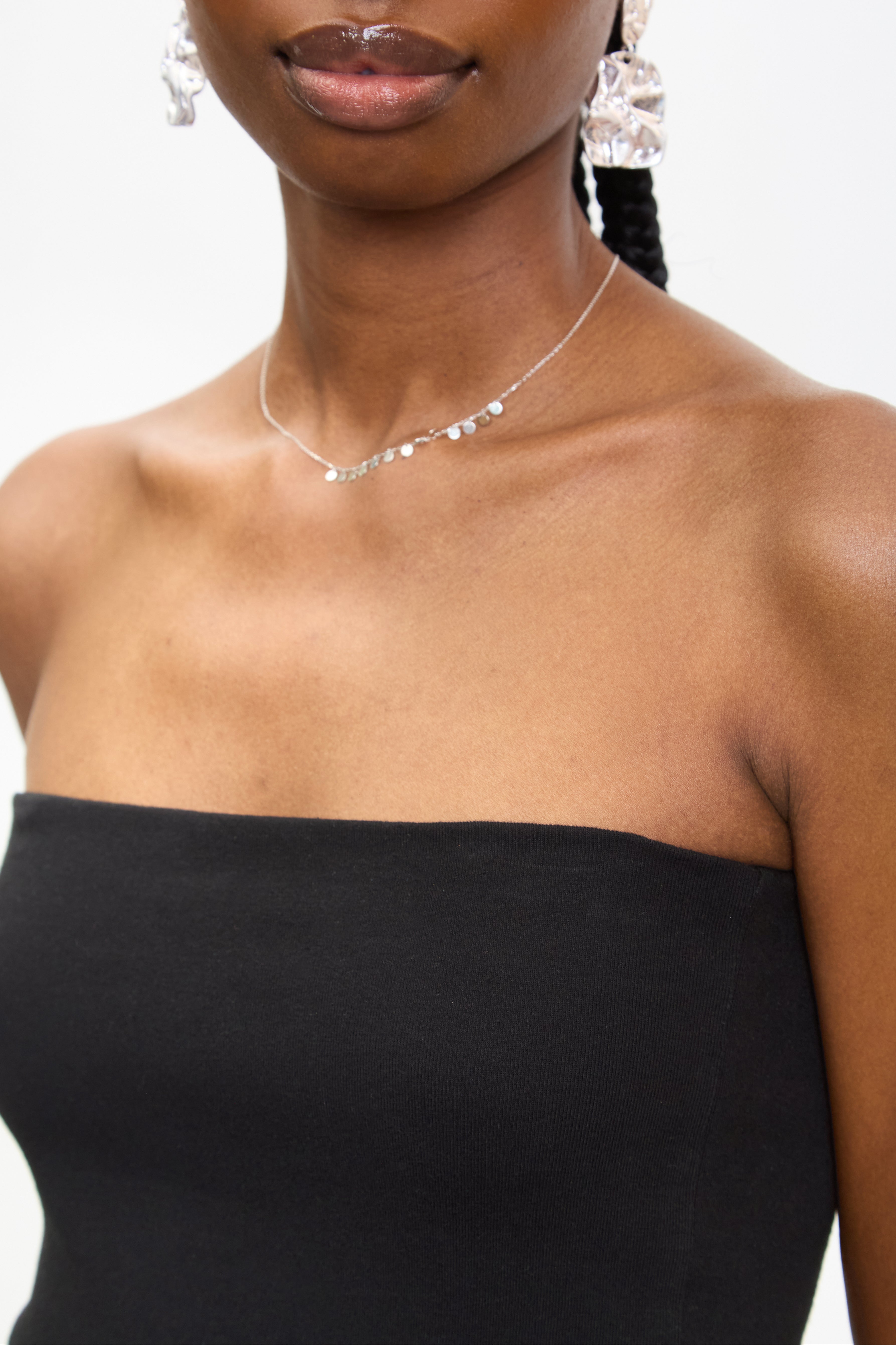 Black strapless peplum top_3