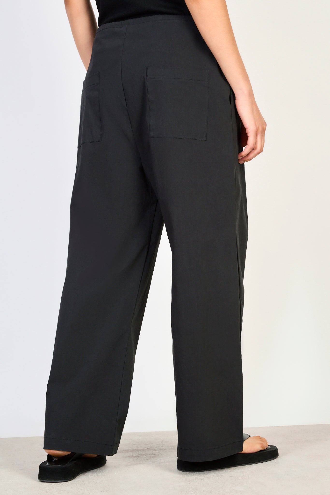 Black tailored tie waist trousers_2