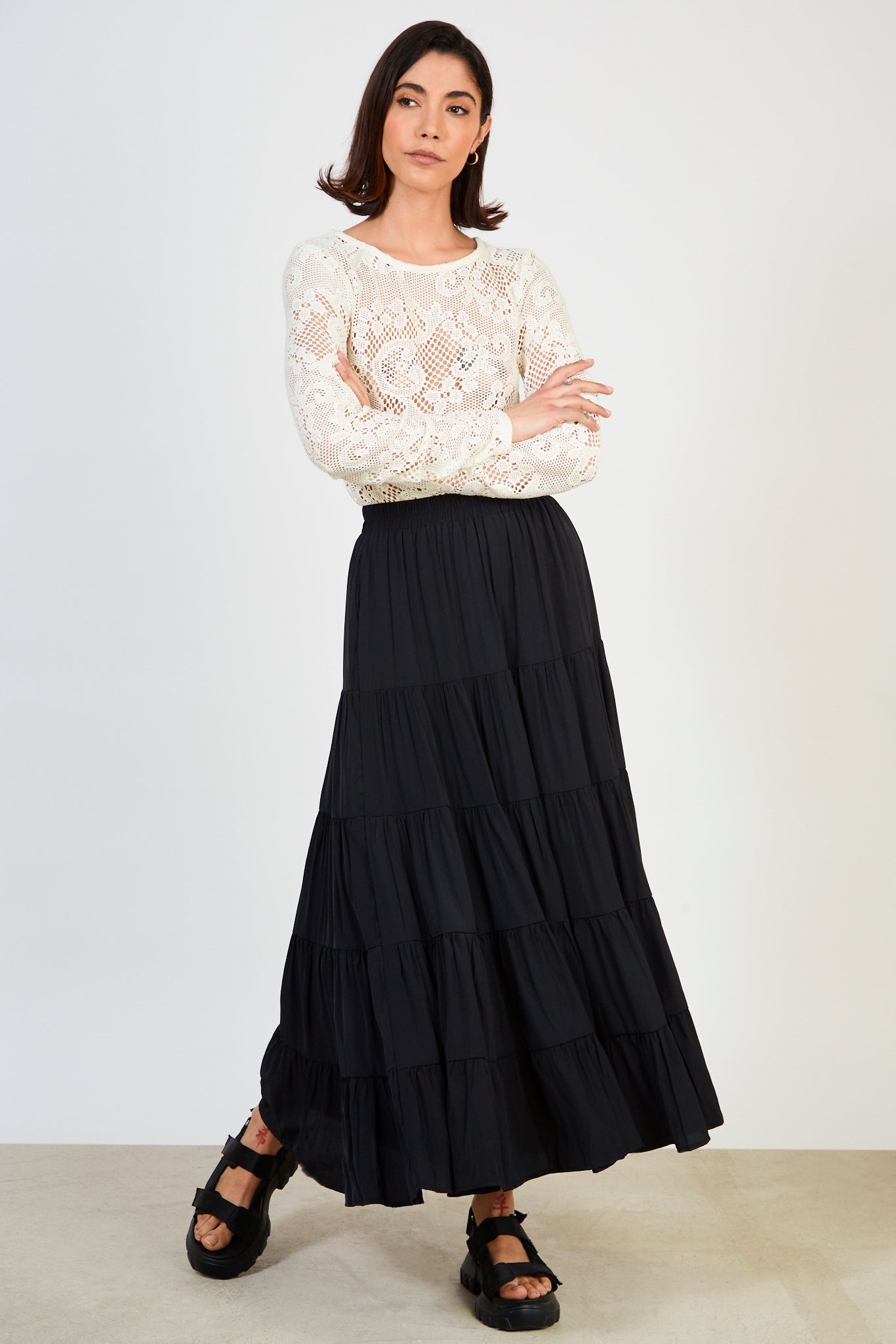 Black tiered maxi skirt_4