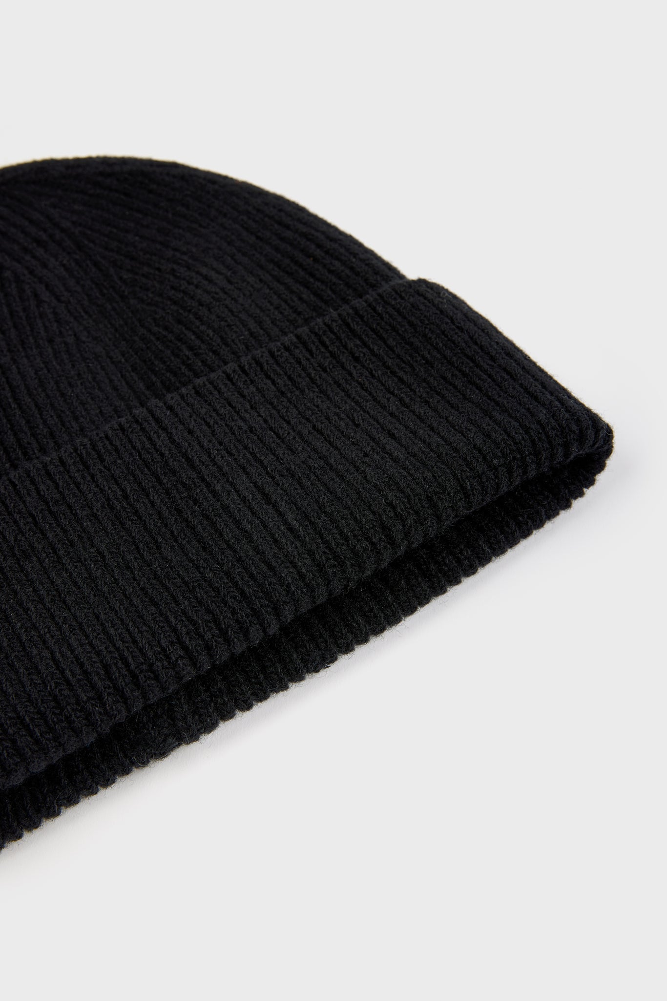 Black wool blend ribbed beanie hat_2