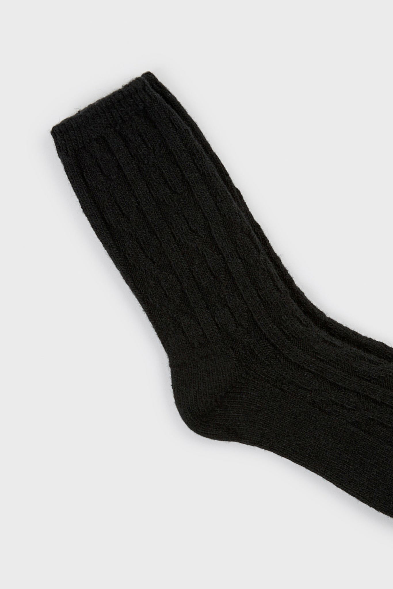 Black wool blend ribbed socks_2