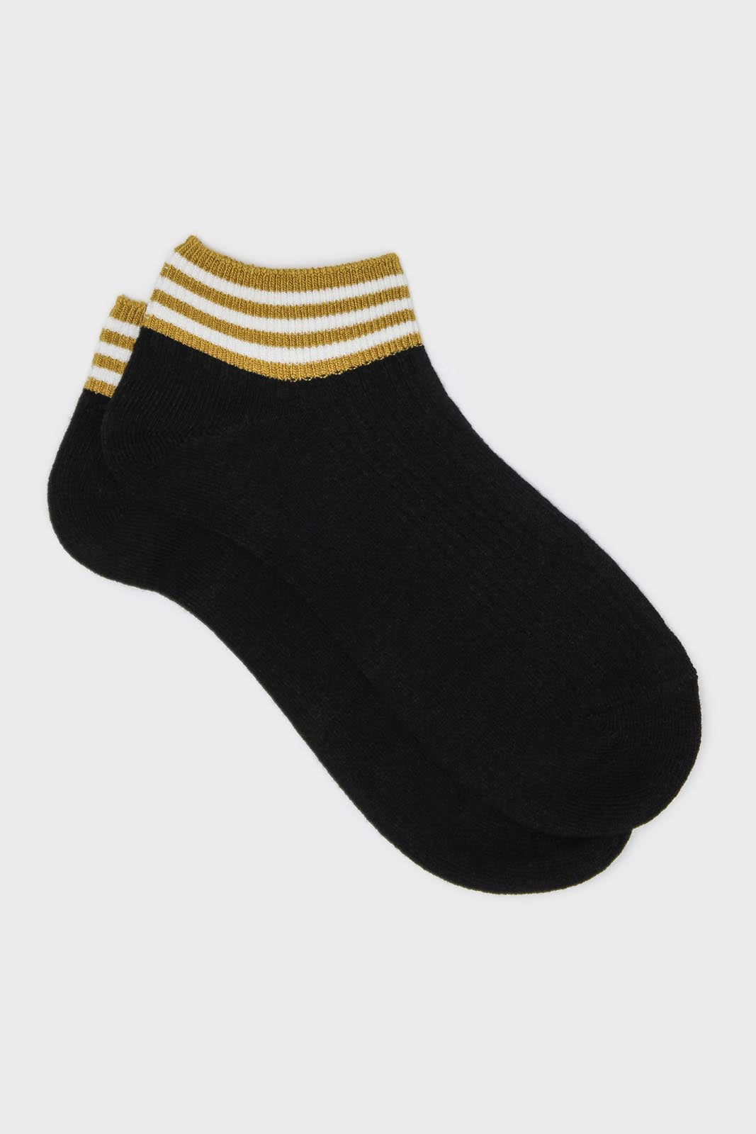 Black and mustard striped ankle socks_1
