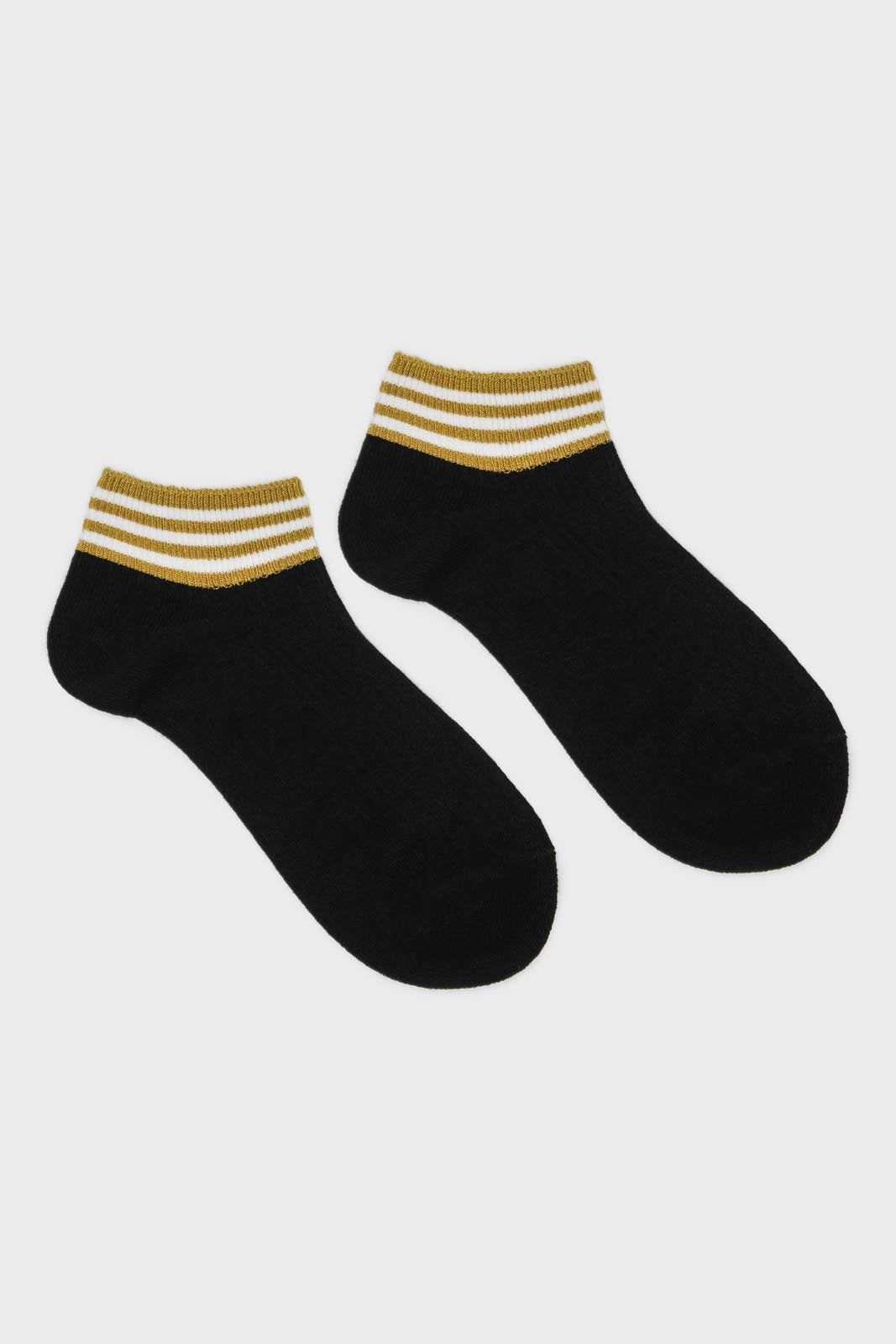 Black and mustard striped ankle socks_3
