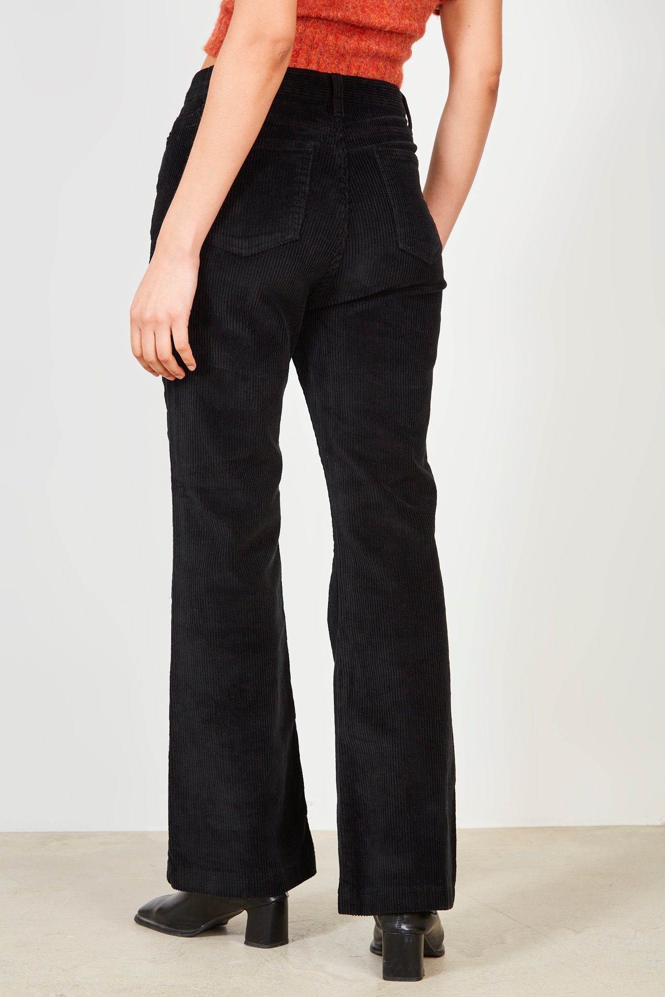 Black bootcut corduroy trousers_2