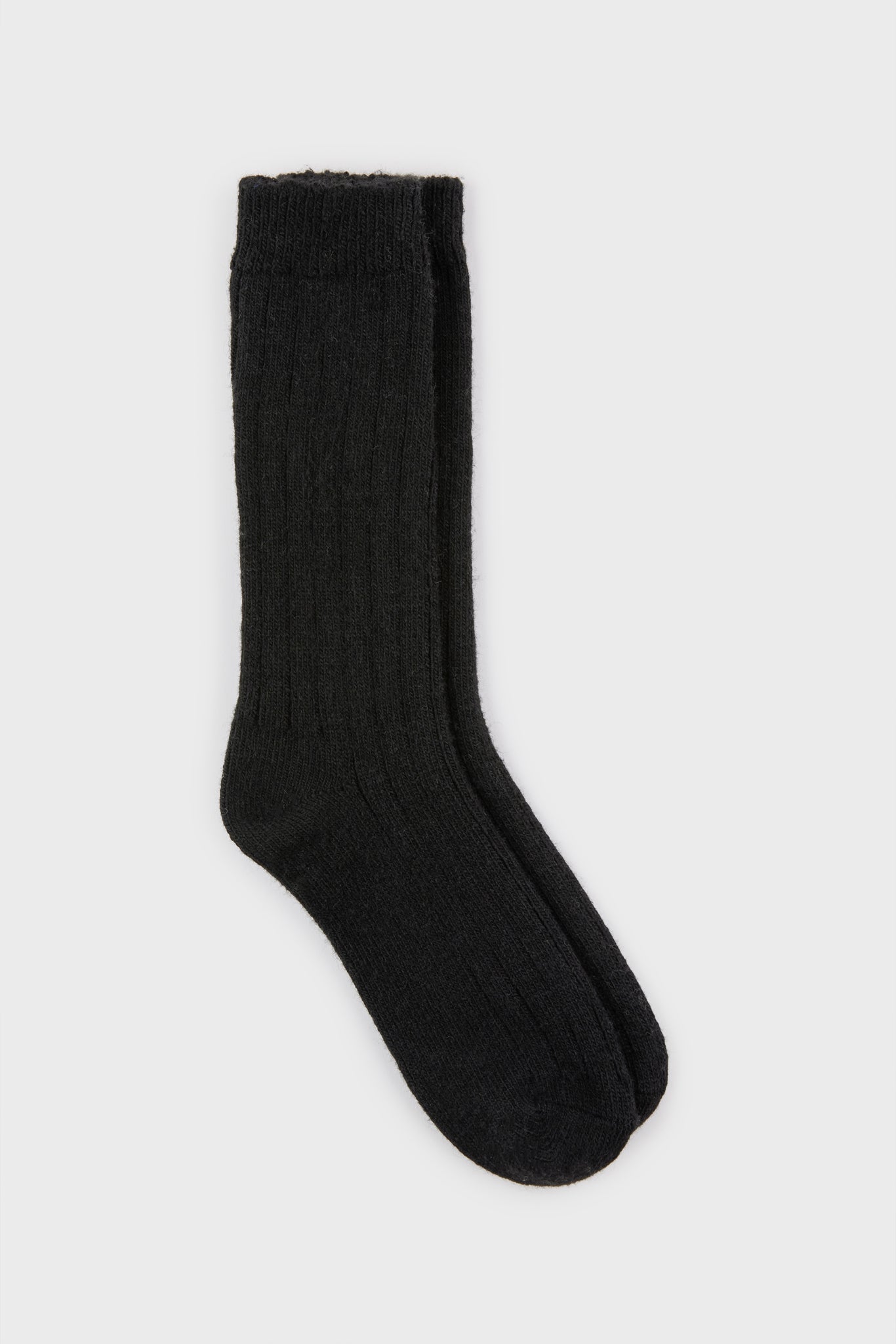 Black cashmere wool blend thick ribbed socks_2