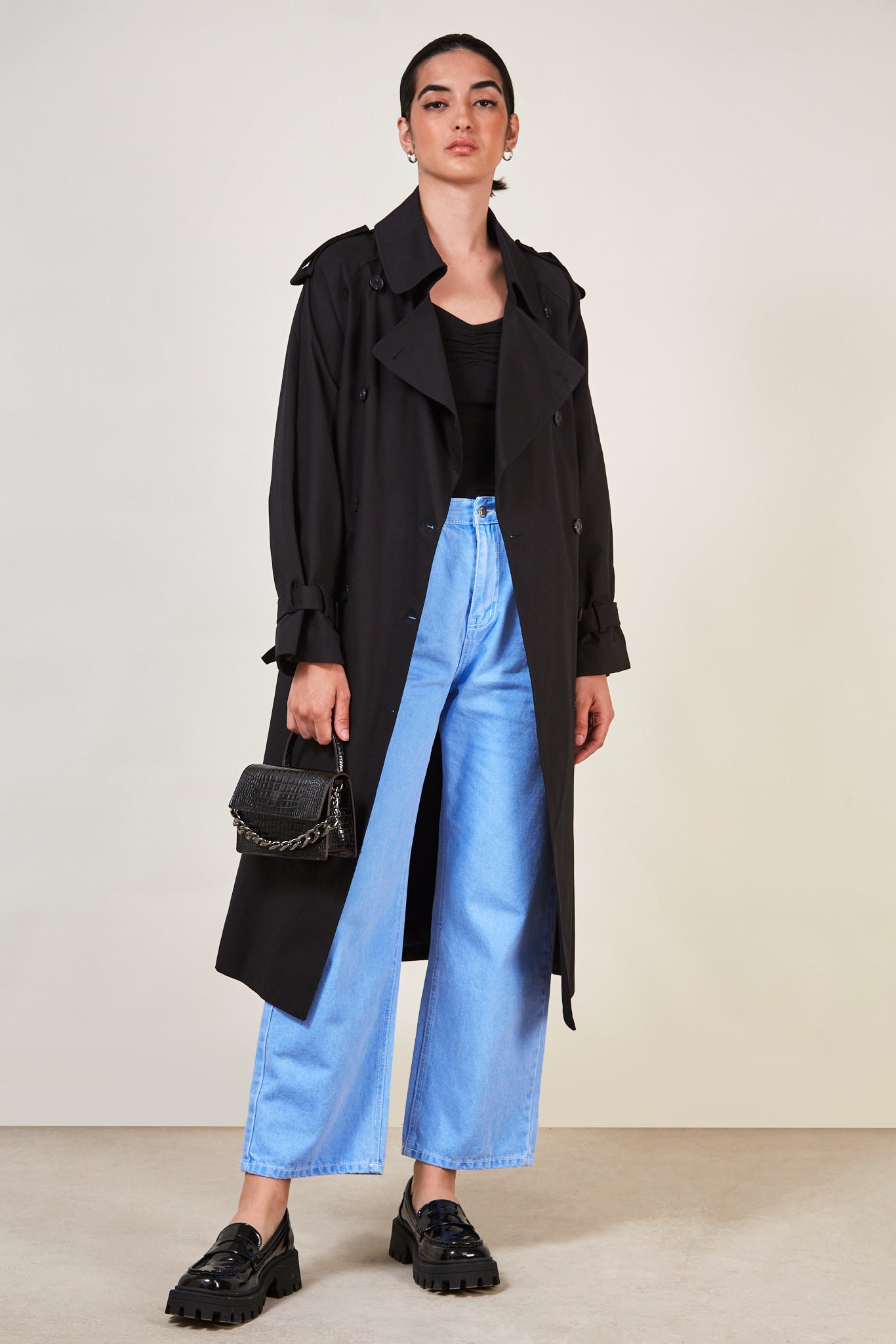 Black classic double breasted trench coat_6