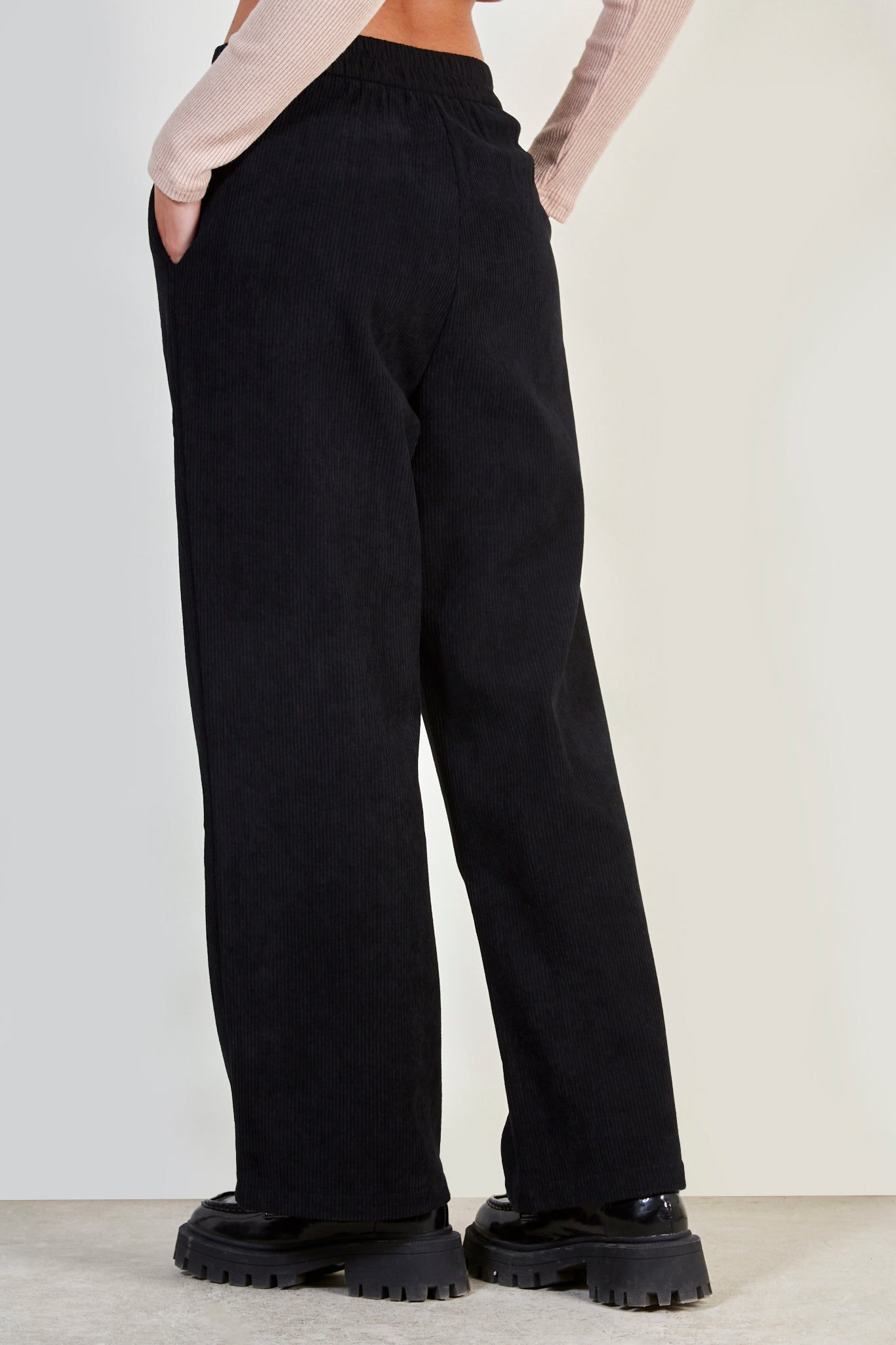 Black corduroy loose fit trousers_3