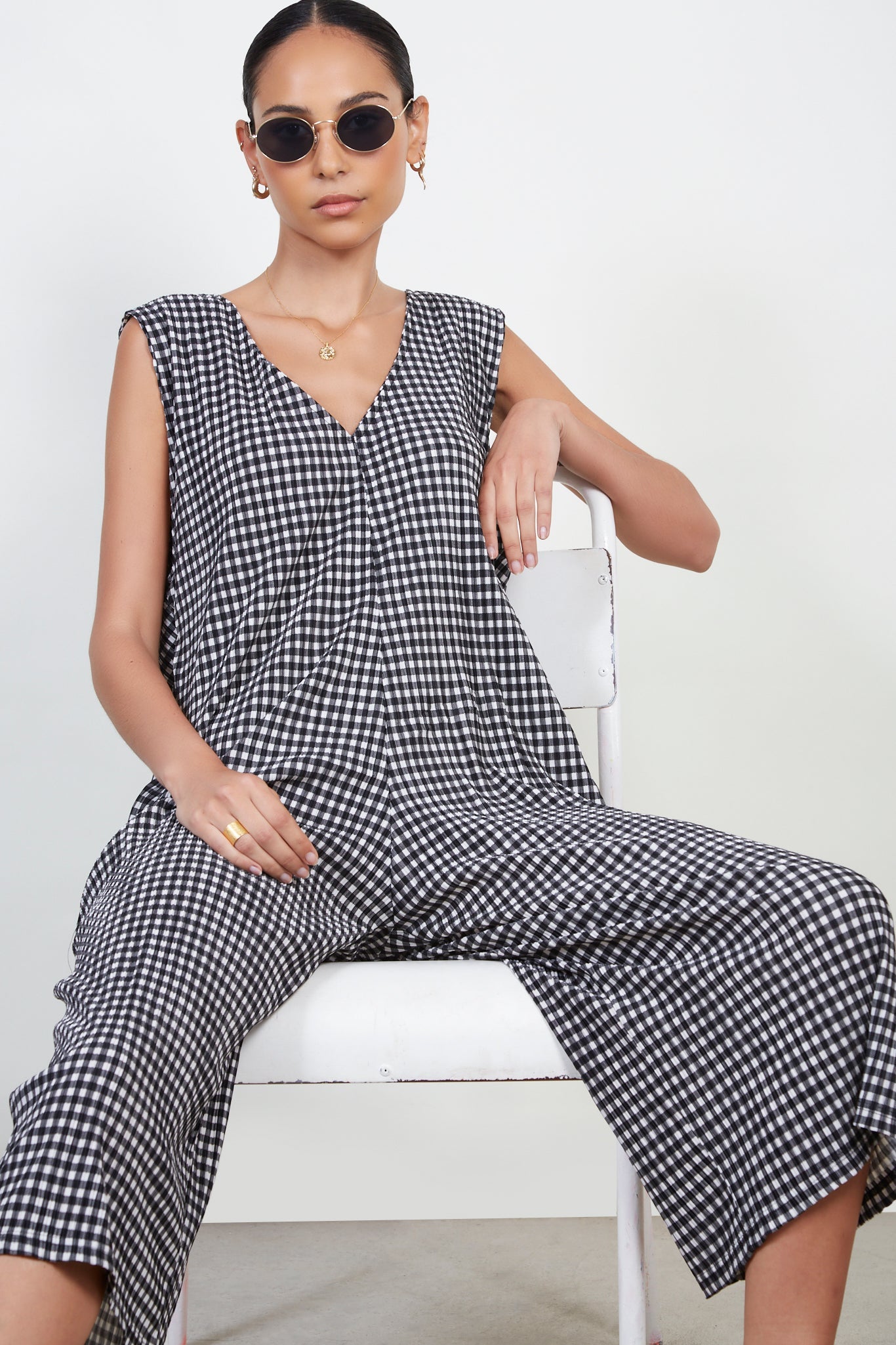 Black gingham jumpsuit_4