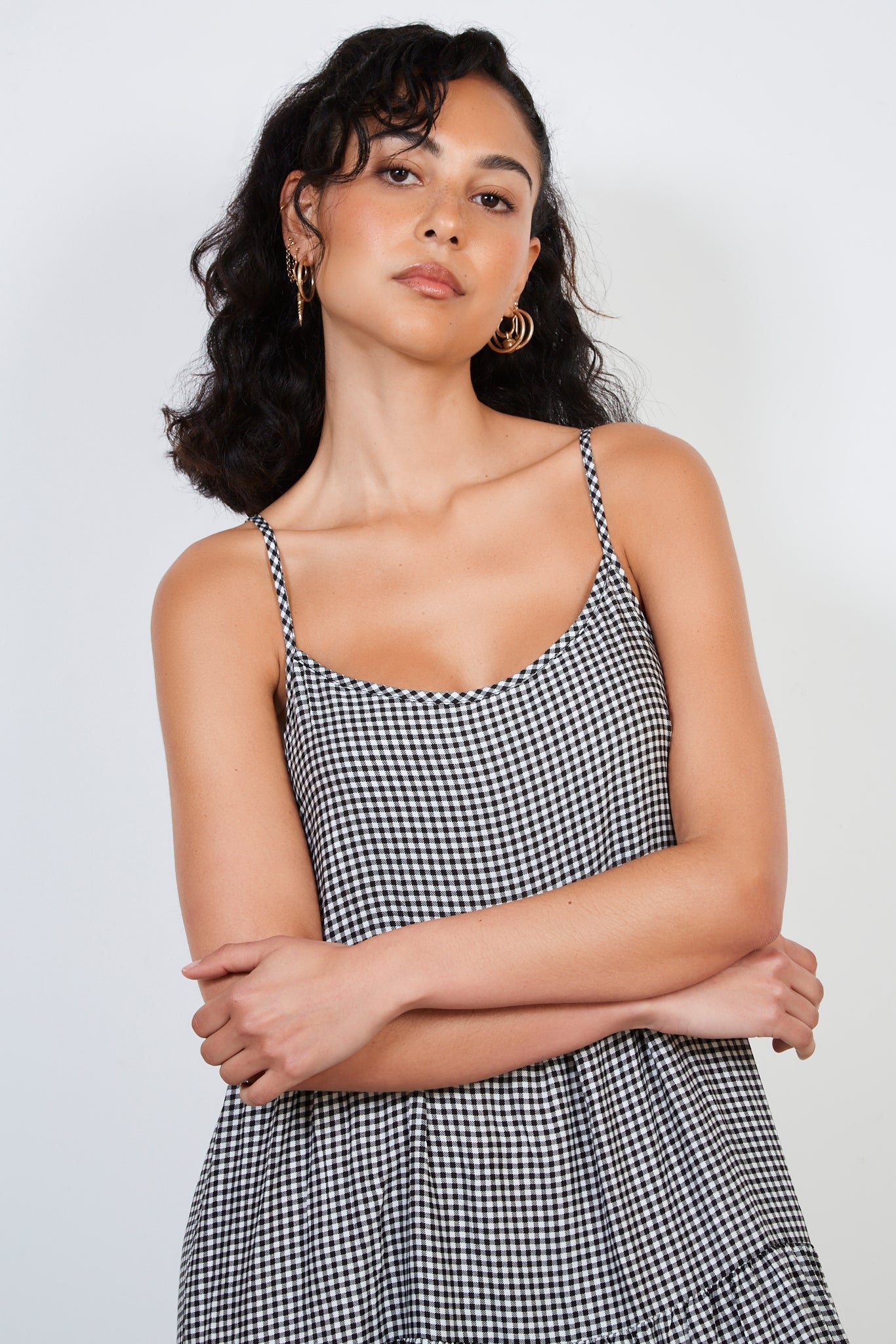 Black gingham tiered maxi dress_3