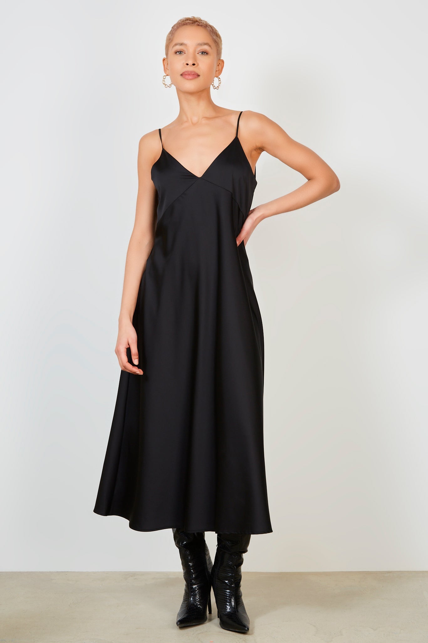 Black satin slip dress_1