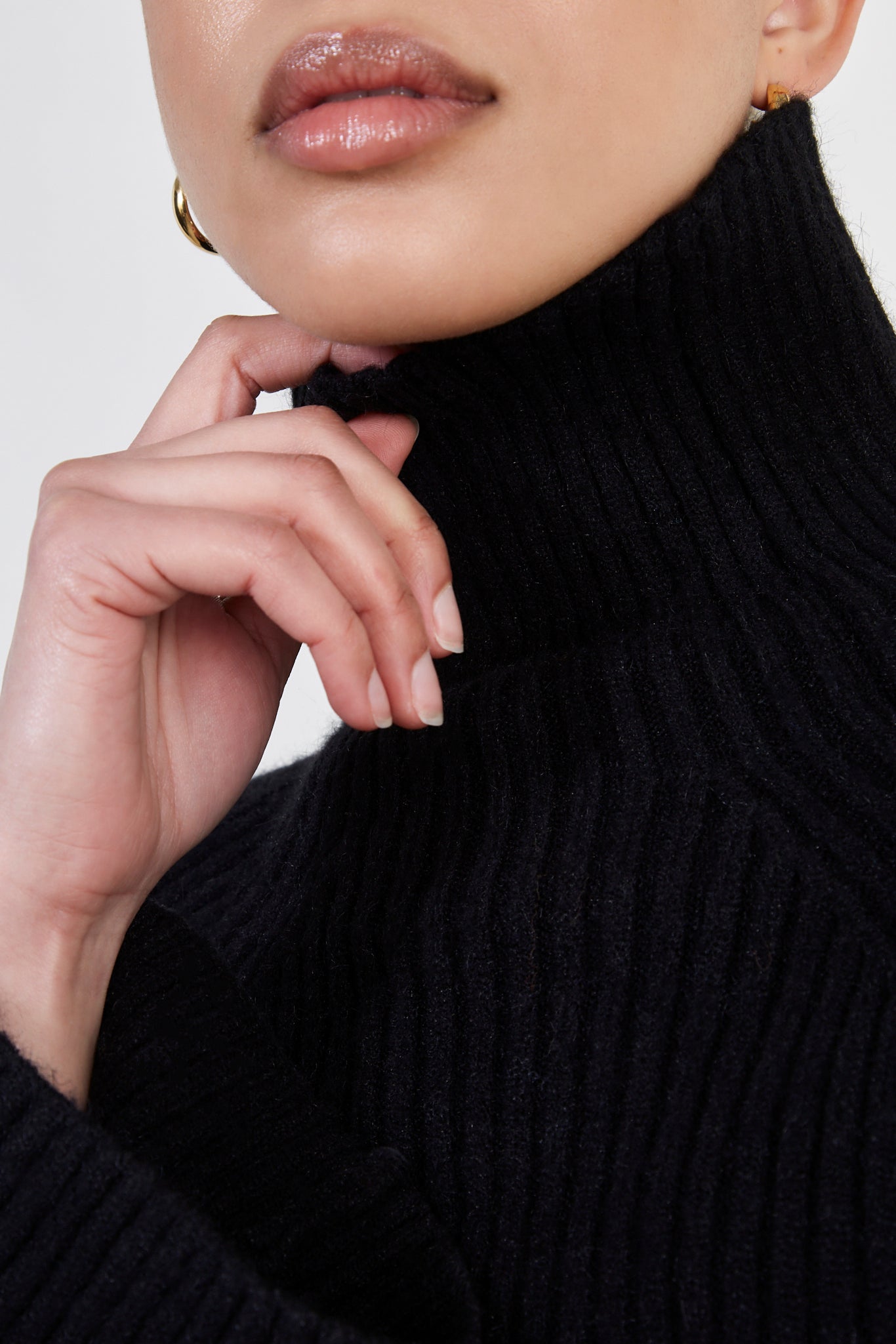 Black shaped thick rib turtleneck jumper_4