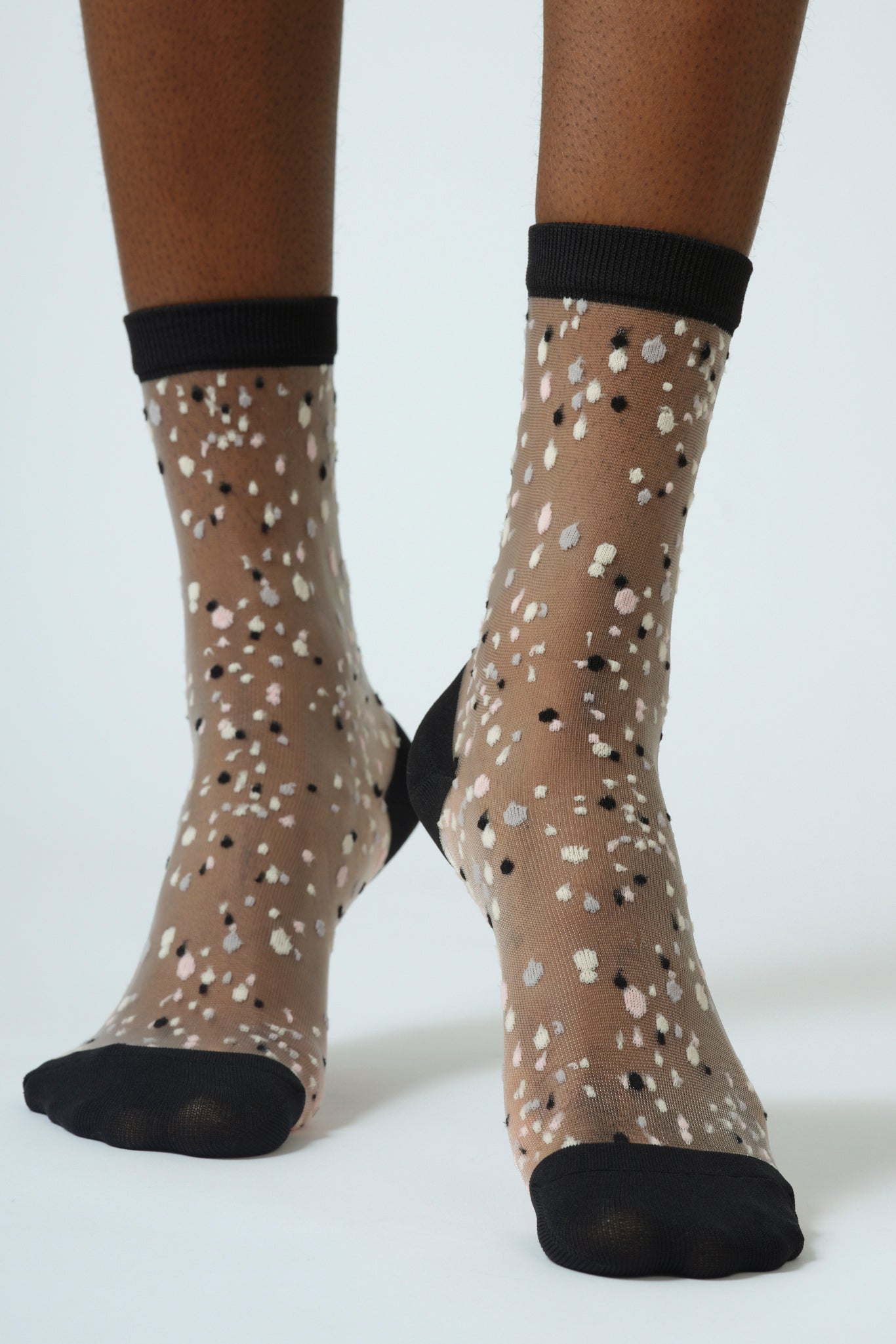 Black sheer multicolour dot socks_2