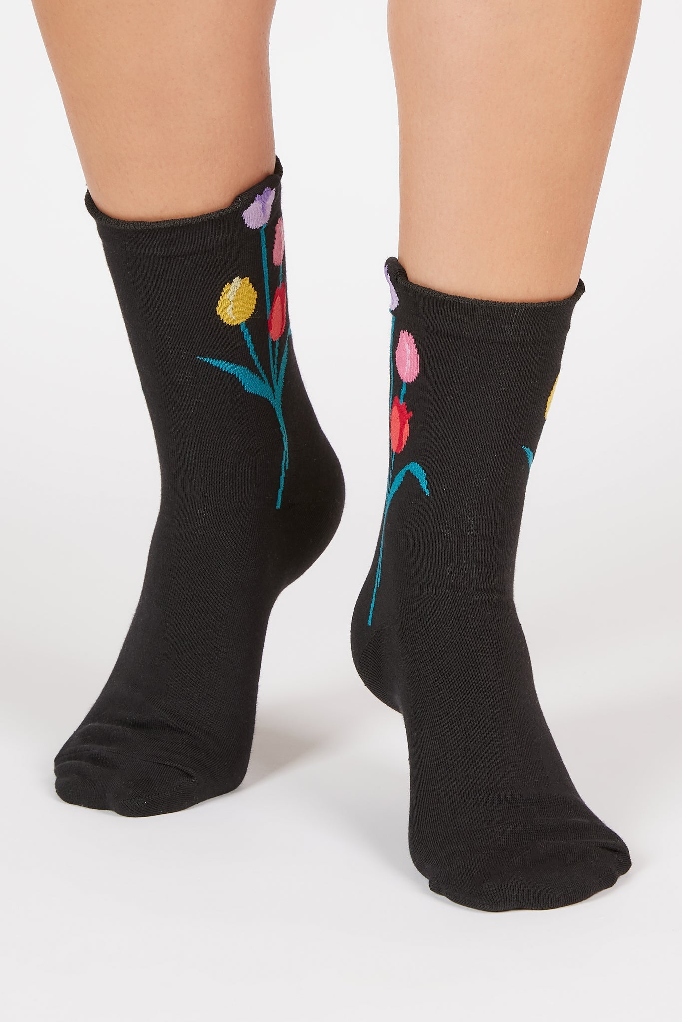 Black tulip ankle socks_4