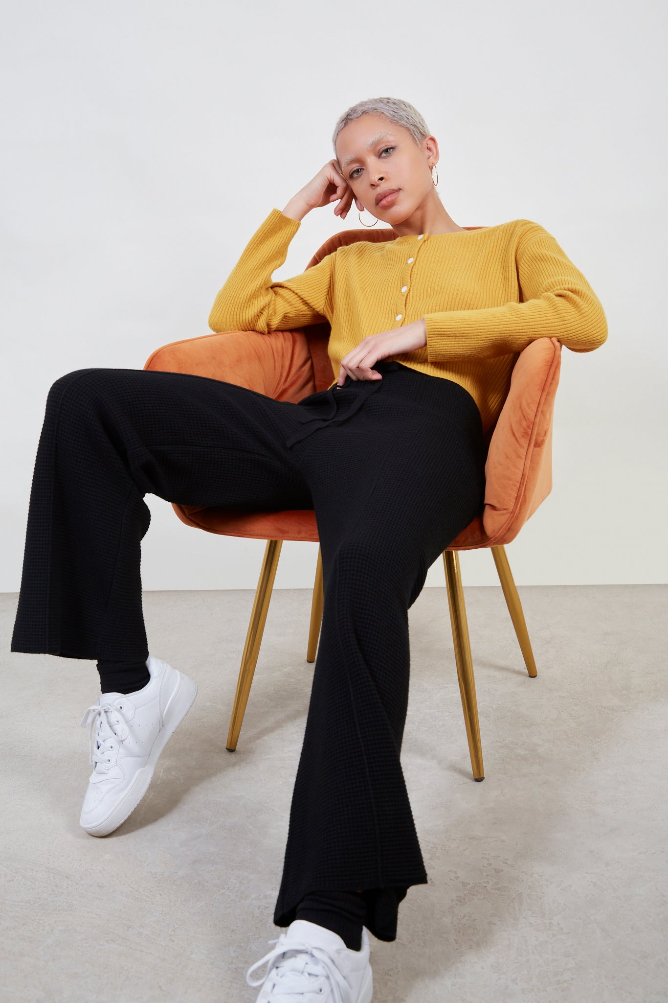 Black waffle knit trousers_5