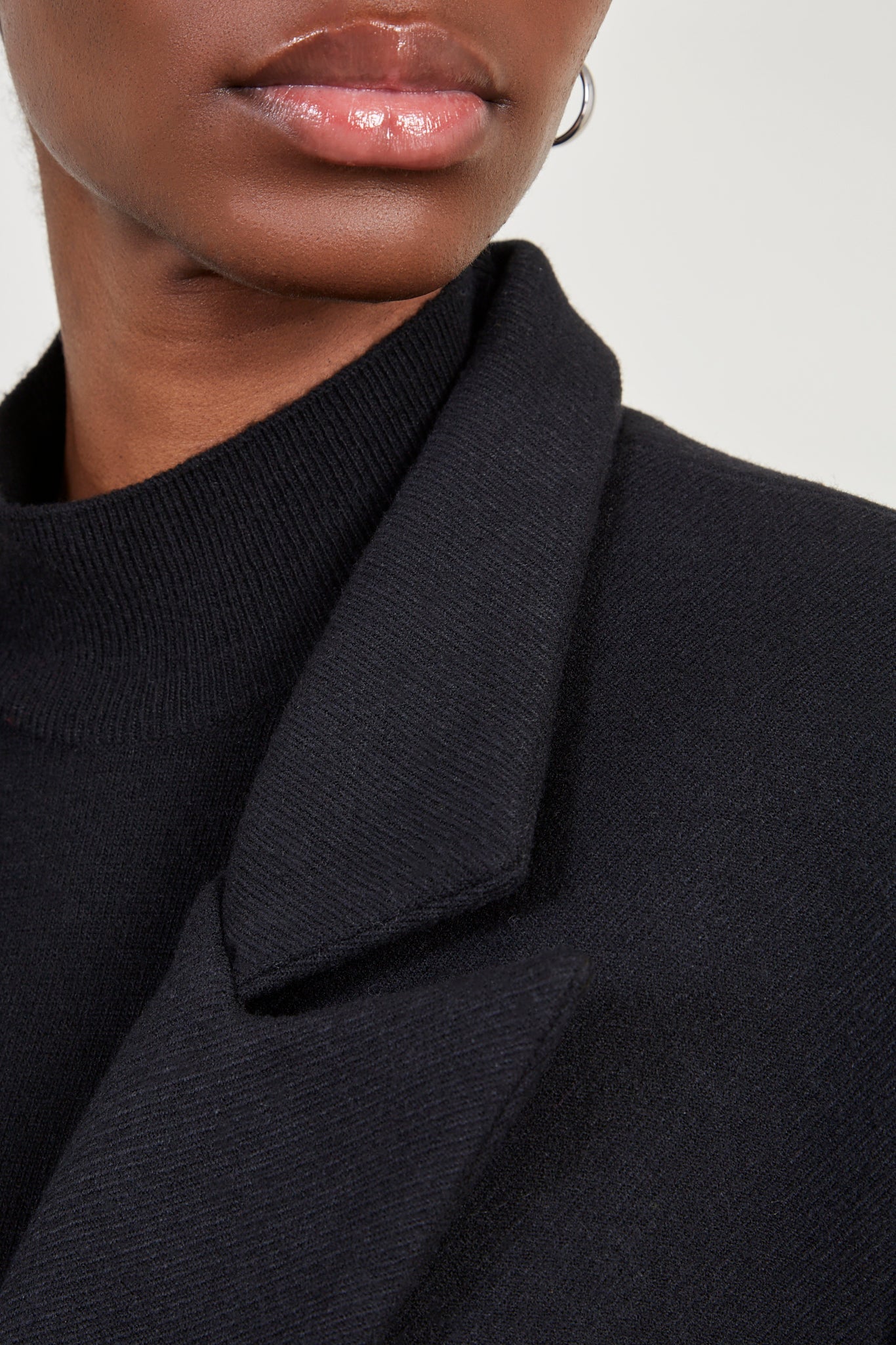 Black wool blend double breasted smart coat_5