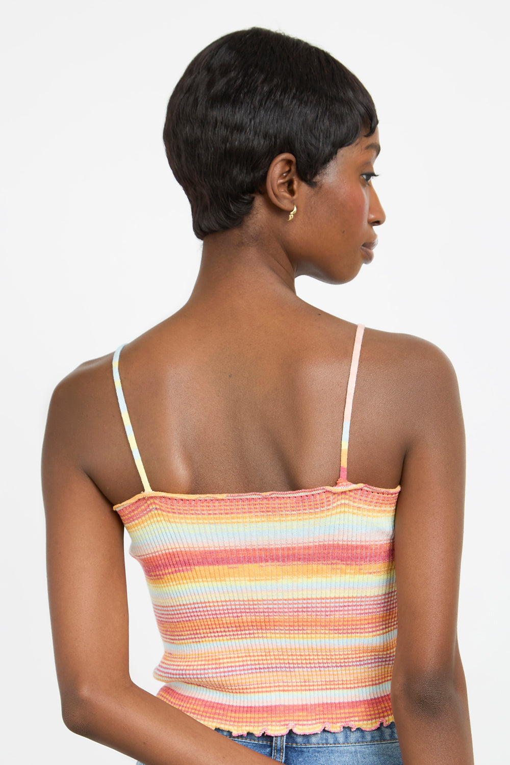 Blood orange and blue striped button front tank_2