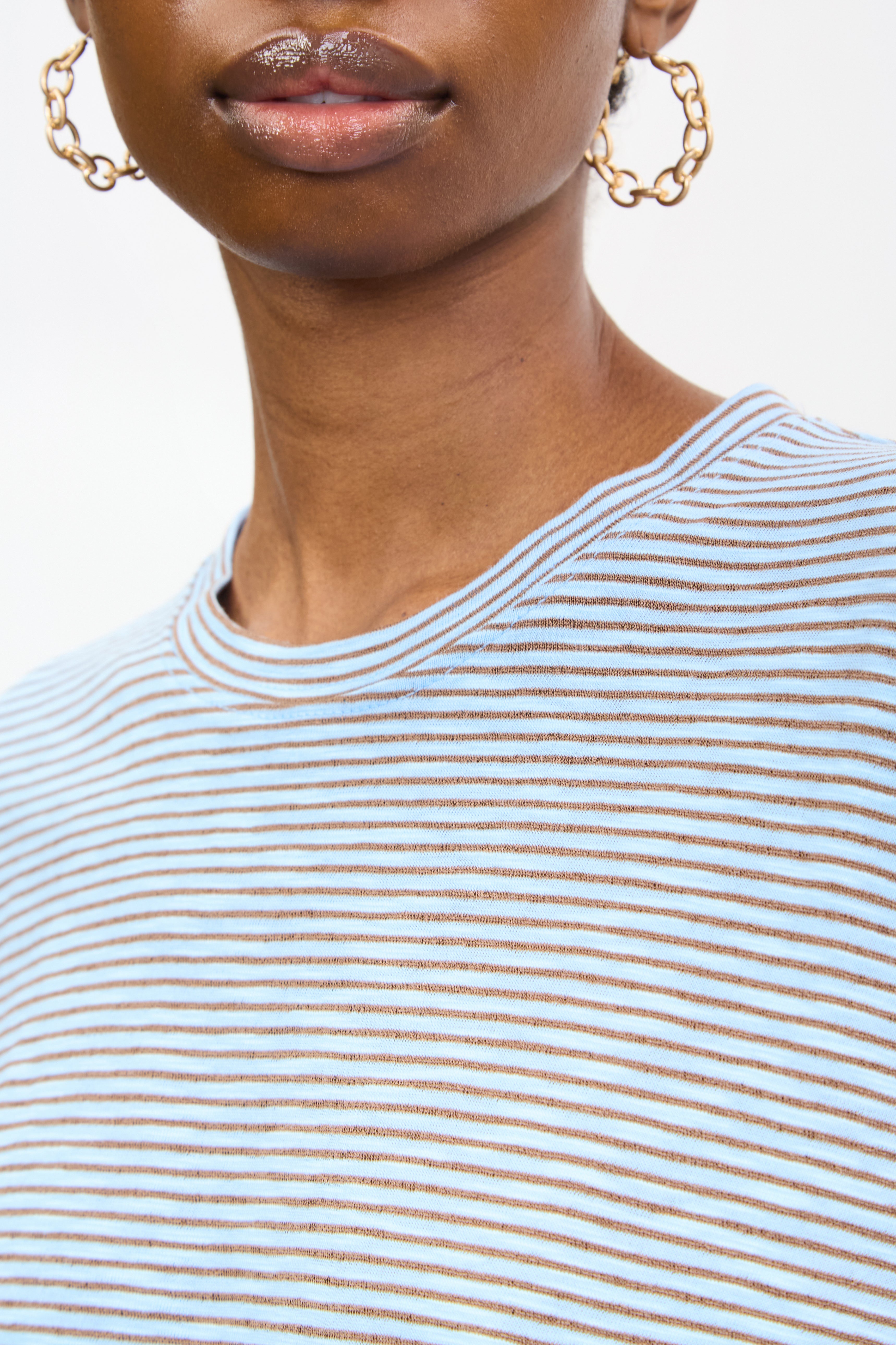 Blue and brown horizontal stripe long sleeve tee_3