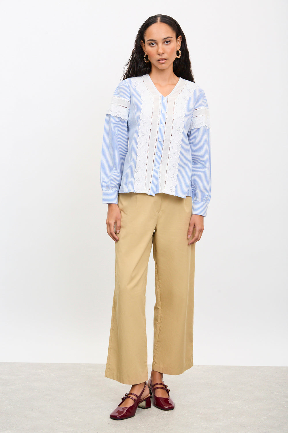 Blue and white striped eyelet blouse_4