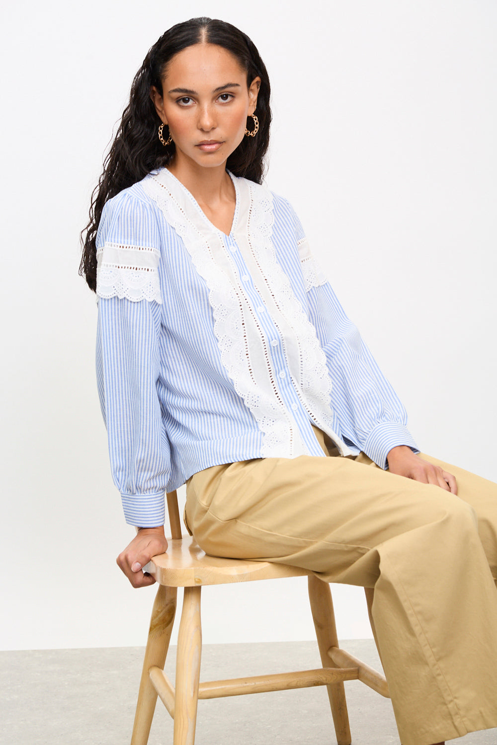 Blue and white striped eyelet blouse_5