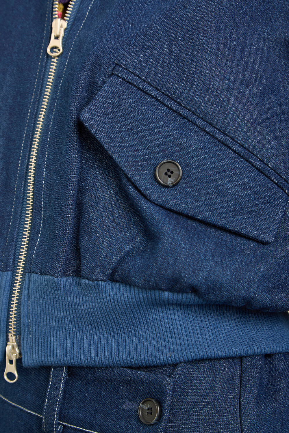 Blue denim contrast stitch bomber_4
