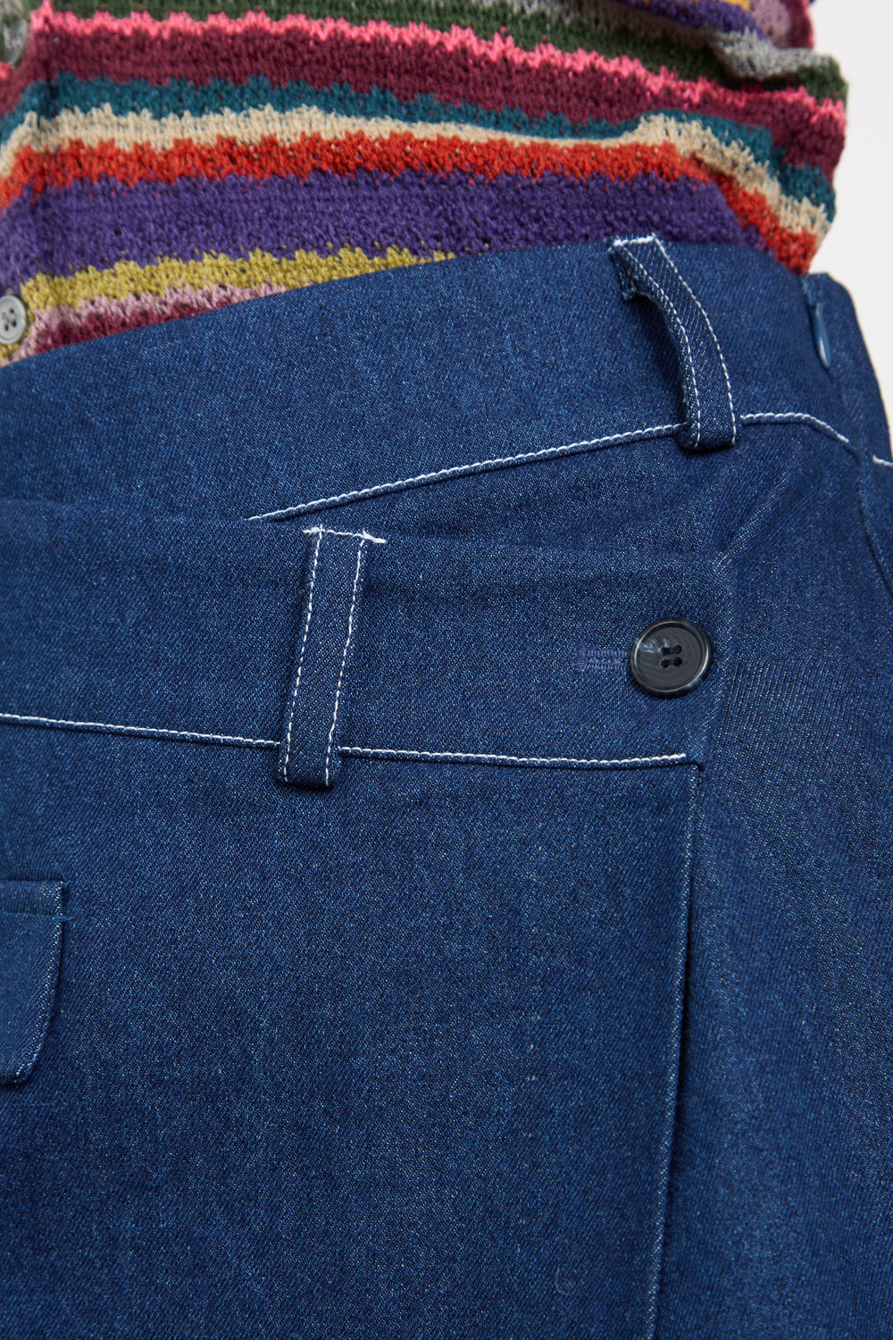 Blue denim contrast stitch skort_3