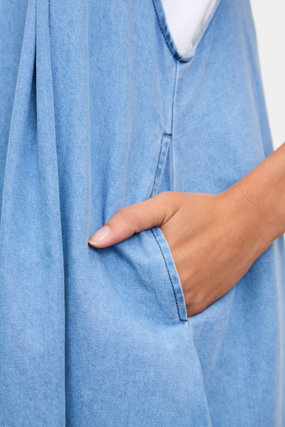 Blue denim tie peek back dress_4