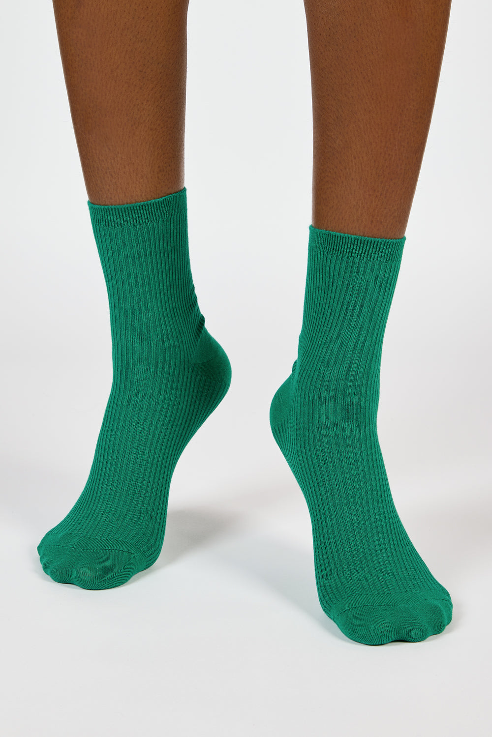 Blue green classic ribbed long socks_4