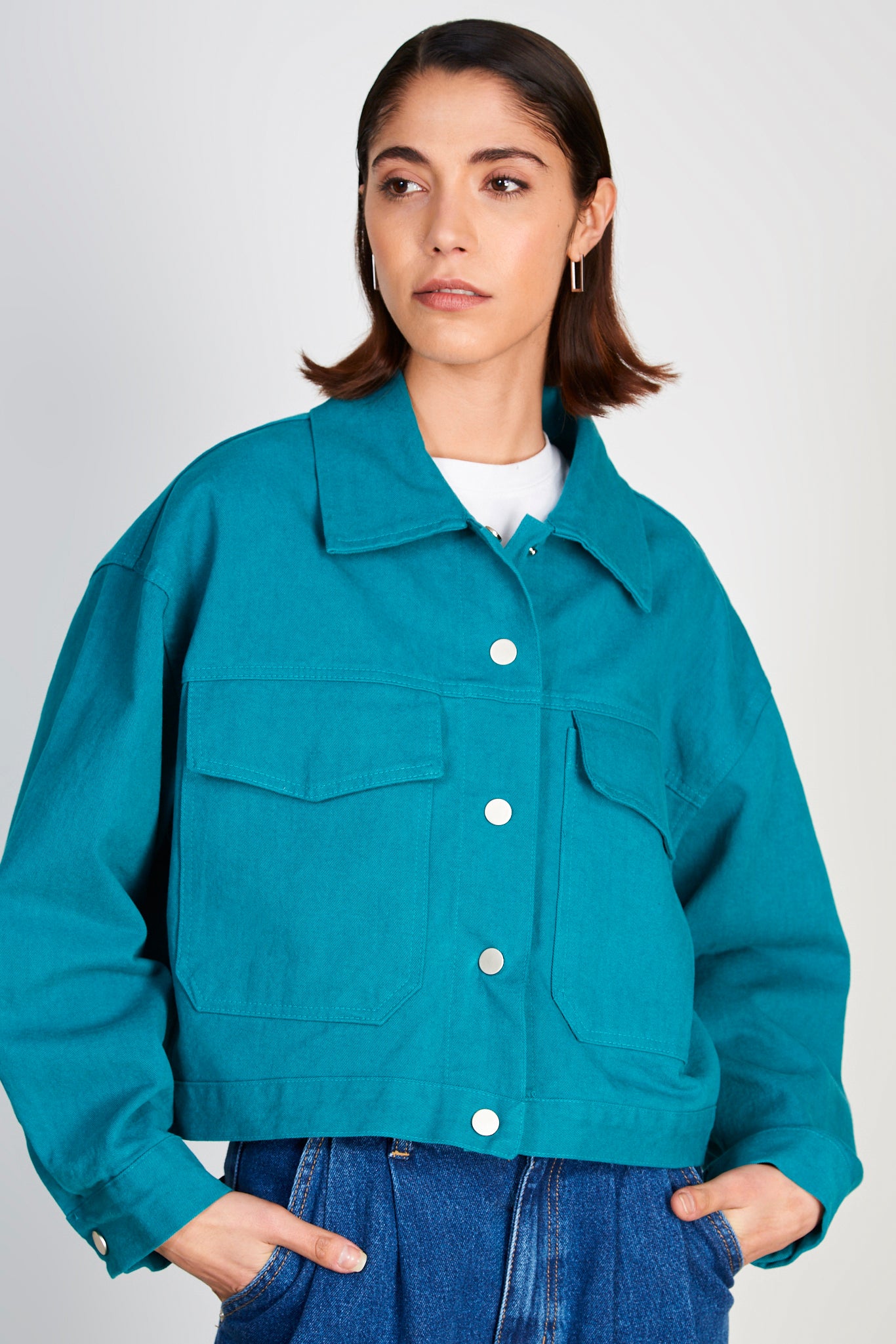 Blue green relaxed fit denim jacket_1