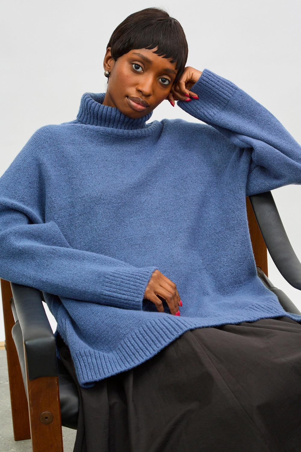 Blue oversized high neck jumper_5