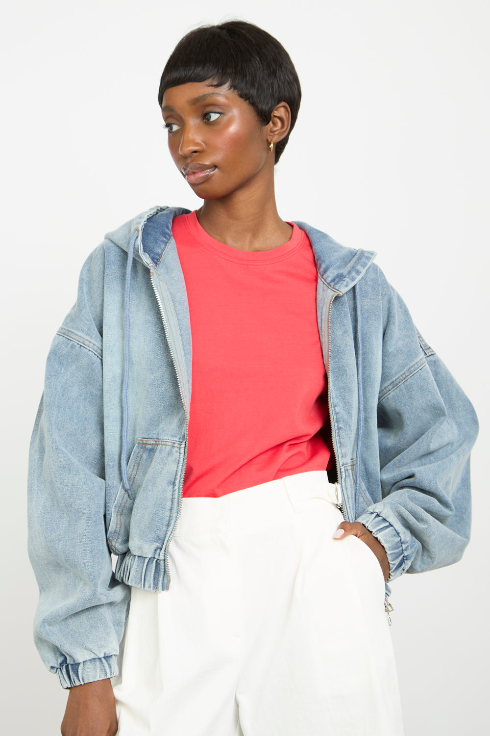 Blue short hooded denim jacket_2