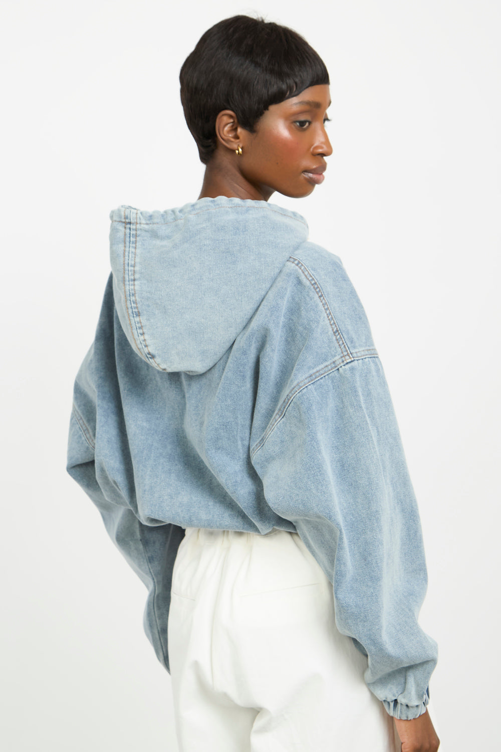 Blue short hooded denim jacket_3