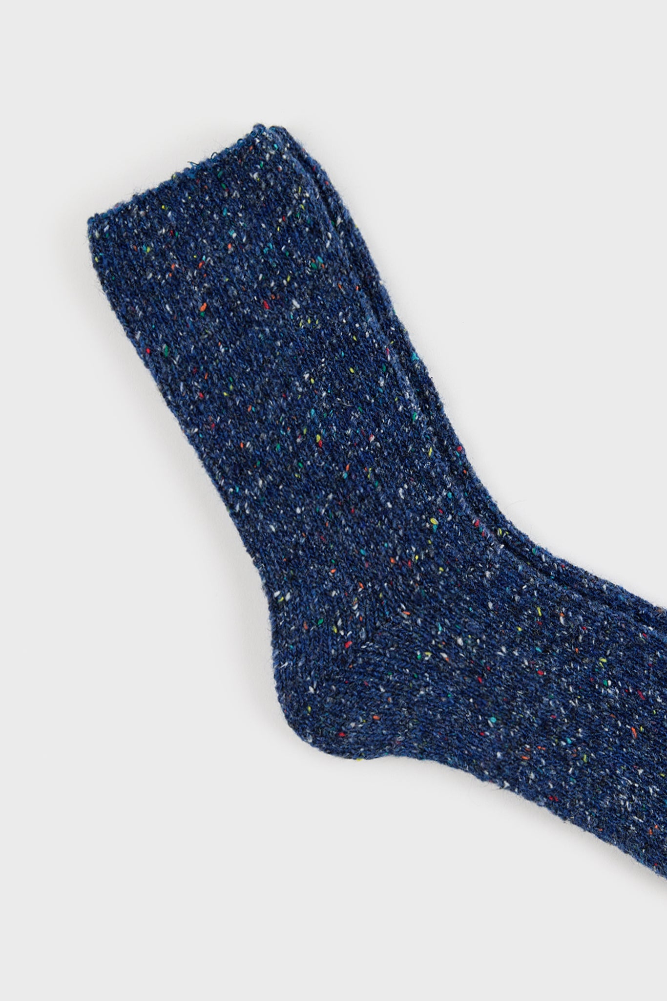 Blue smooth rainbow fleck wool blend socks_4