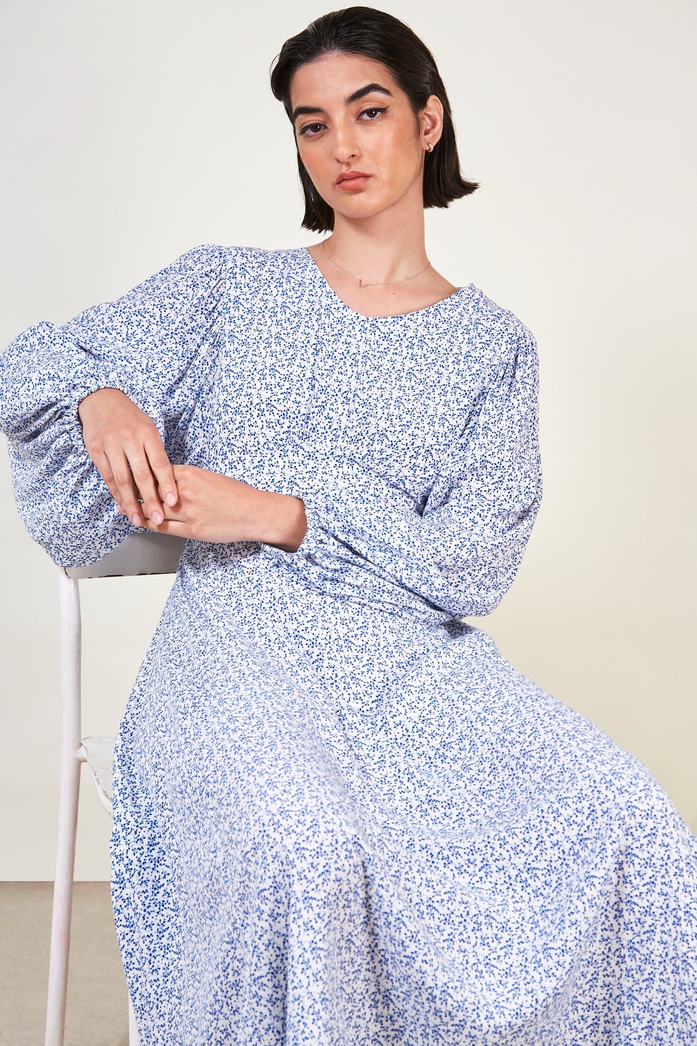 Blue and white printed maxi dress_5