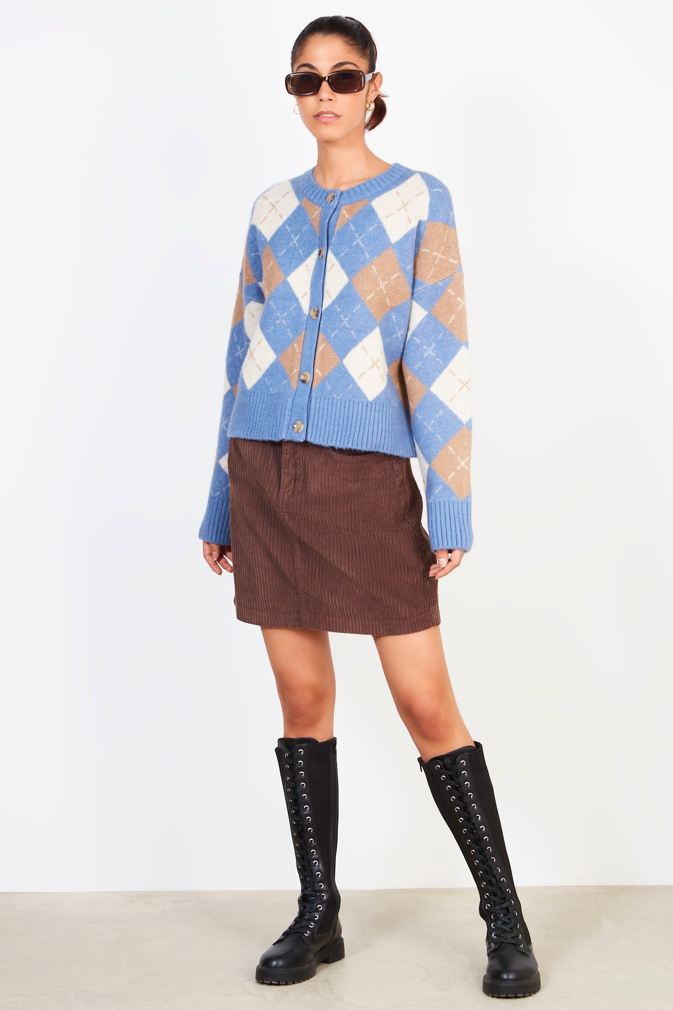 Blue camel and ivory dashed argyle cardigan_3