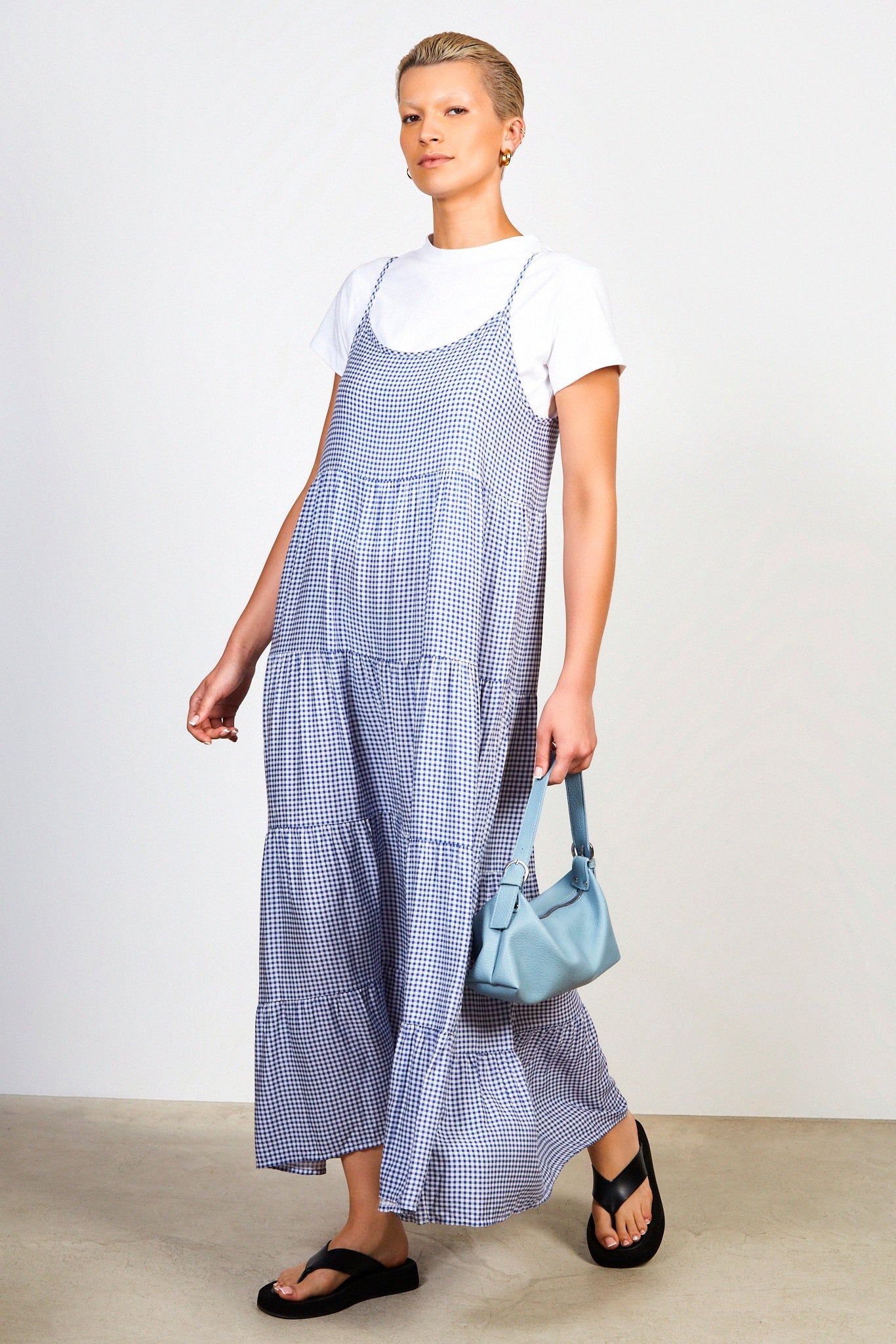 Cobalt blue gingham tiered maxi dress_1