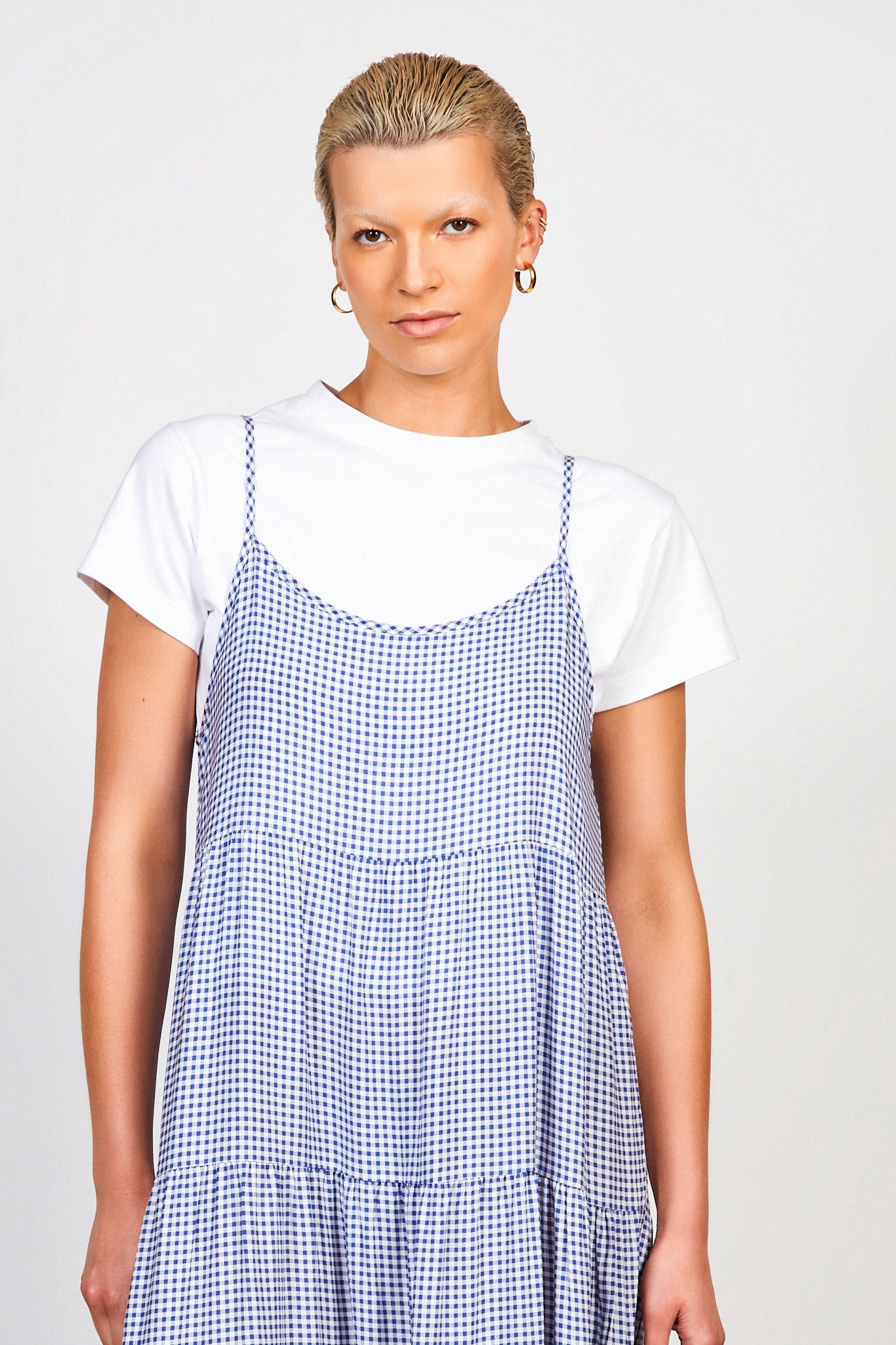 Cobalt blue gingham tiered maxi dress_3