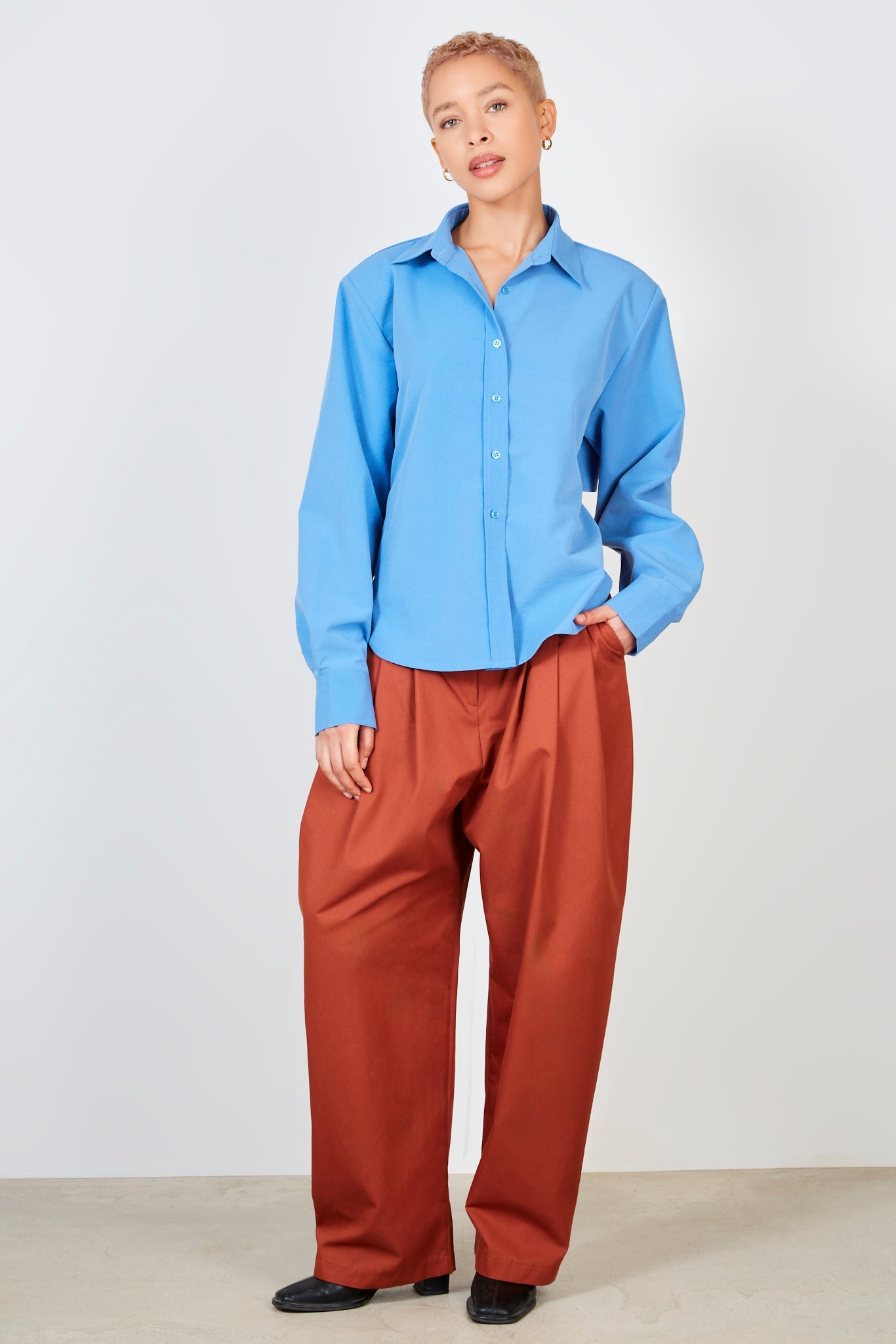 Blue open tie back shirt_4