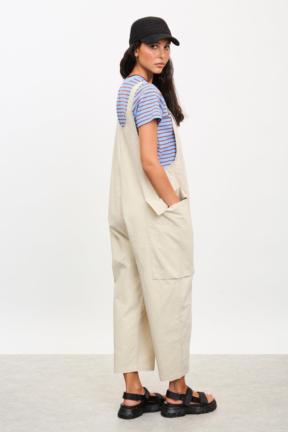 Bone white button strap dungerees_2