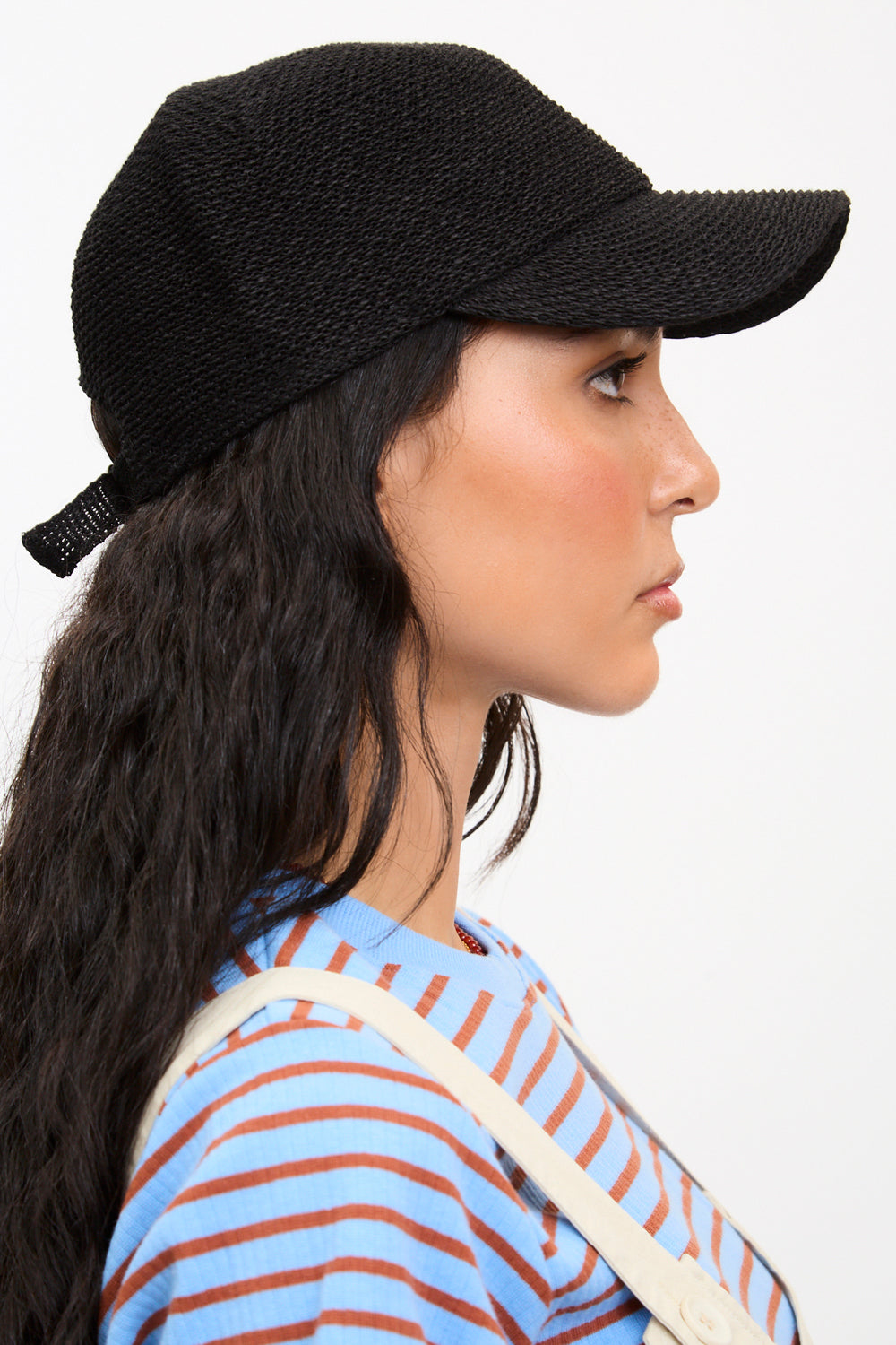 Black straw weave baseball hat_2