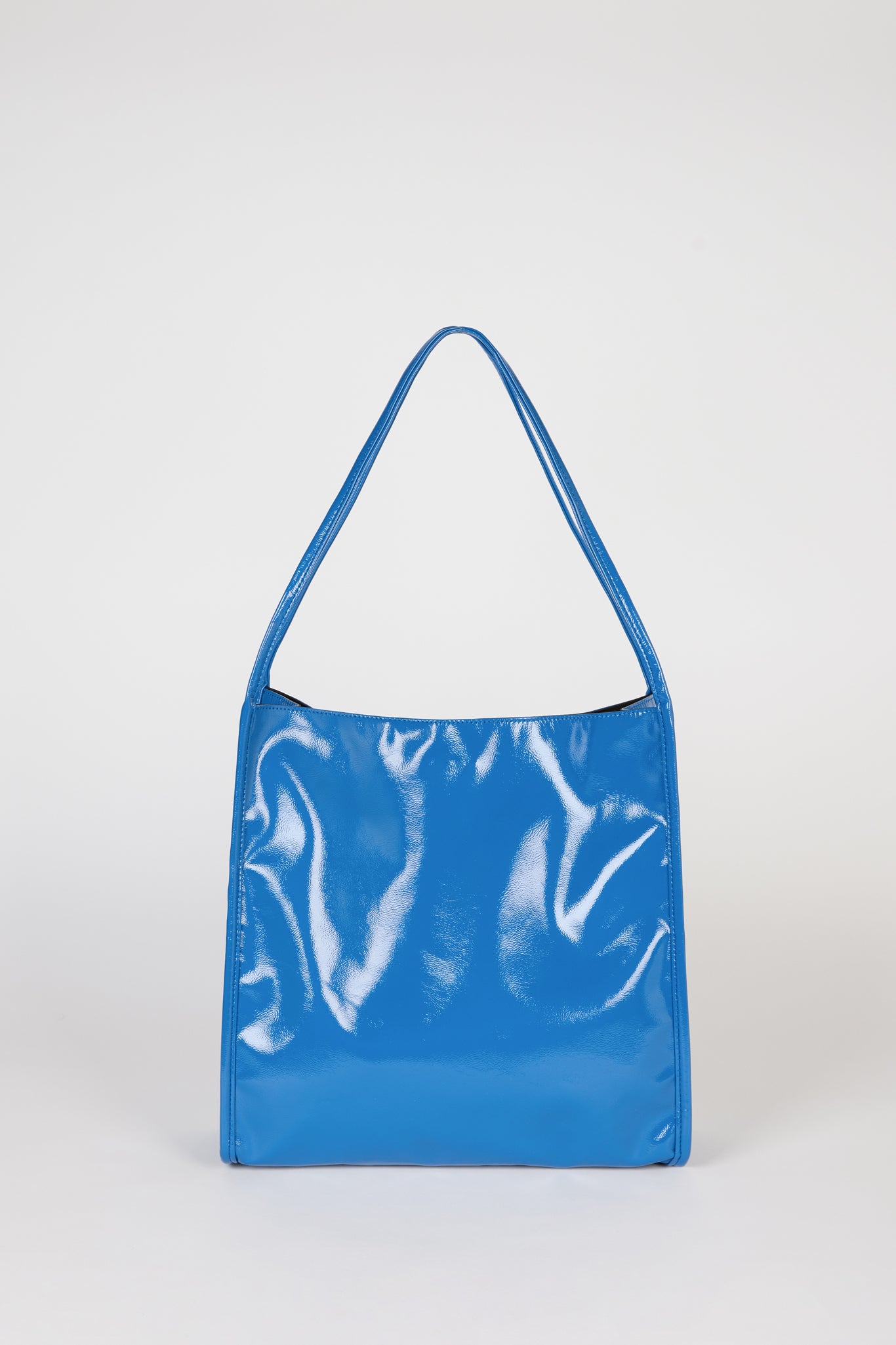 Bright blue high shine PVC tote bag_2