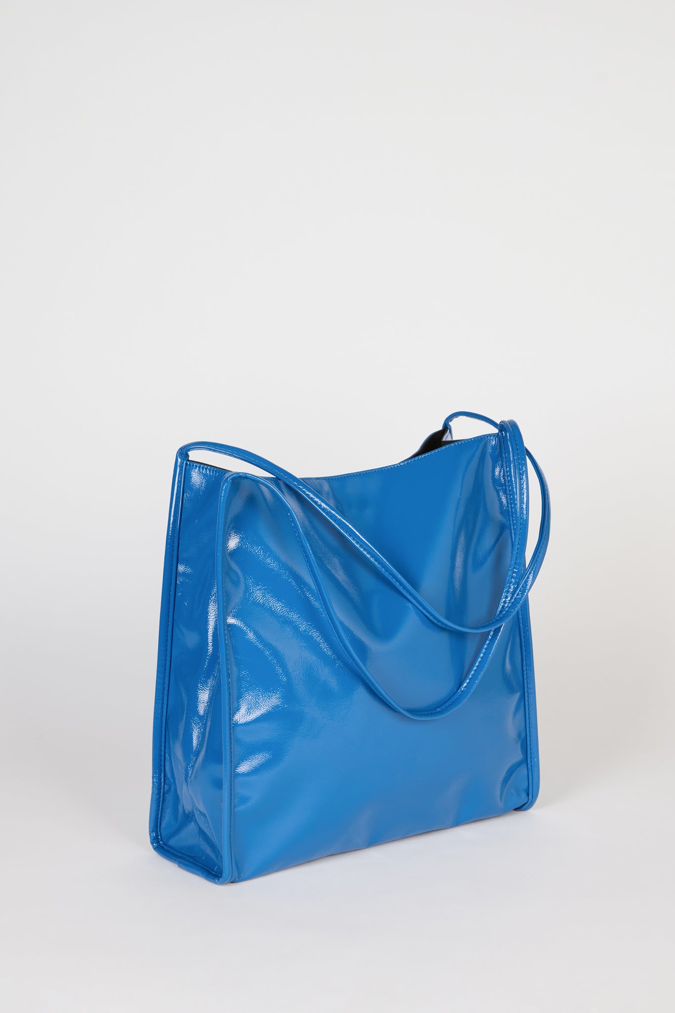 Bright blue high shine PVC tote bag_3
